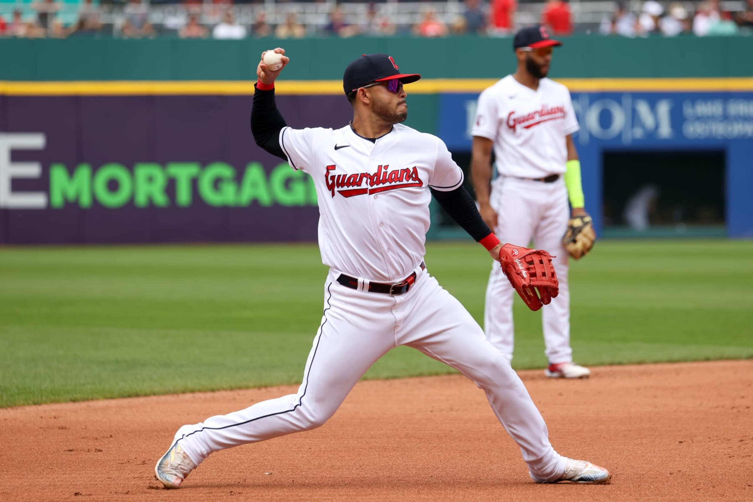 CLEVELAND, OH - JUNE 11: Cleveland Guardians third baseman Gabriel Arias (13) makes a throwing error to first base during the fourth inning of the Major League Baseball game between the Houston Astros and Cleveland Guardians on June 11, 2023, at Progressive Field in Cleveland, OH. (Photo by Frank Jansky/Icon Sportswire via Getty Images) CLEVELAND, OH - JUNE 11: Cleveland Guardians third baseman Gabriel Arias (13) makes a throwing error to first base during the fourth inning of the Major League Baseball game between the Houston Astros and Cleveland Guardians on June 11, 2023, at Progressive Field in Cleveland, OH. (Photo by Frank Jansky/Icon Sportswire via Getty Images)