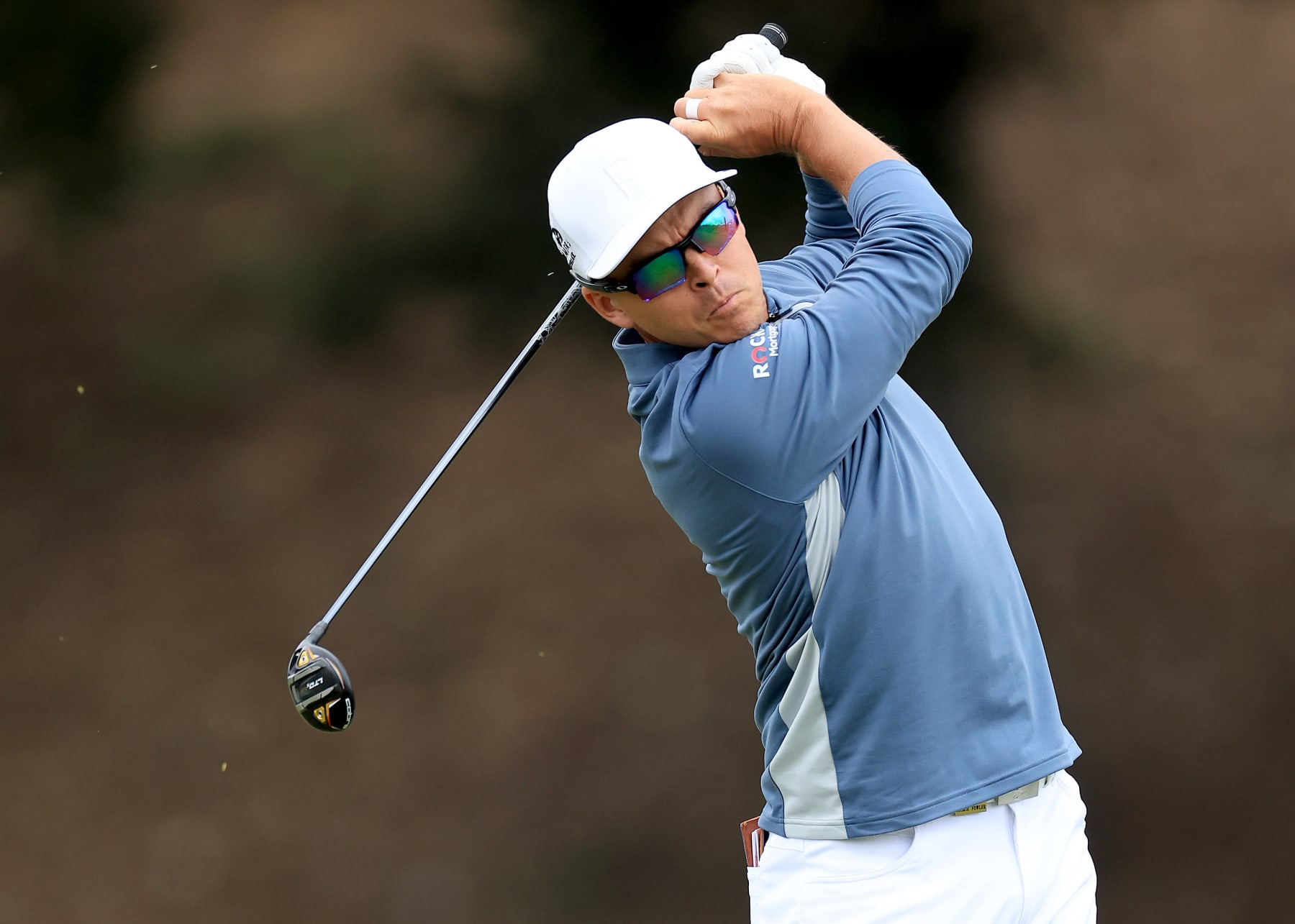 LOS ANGELES, CALIFORNIA - JUNE 15: Rickie Fowler of The United States plays his tee shot on the 12th hole during the first round of the 123rd U.S. Open Championship at The Los Angeles Country Club on June 15, 2023 in Los Angeles, California. (Photo by David Cannon/Getty Images)