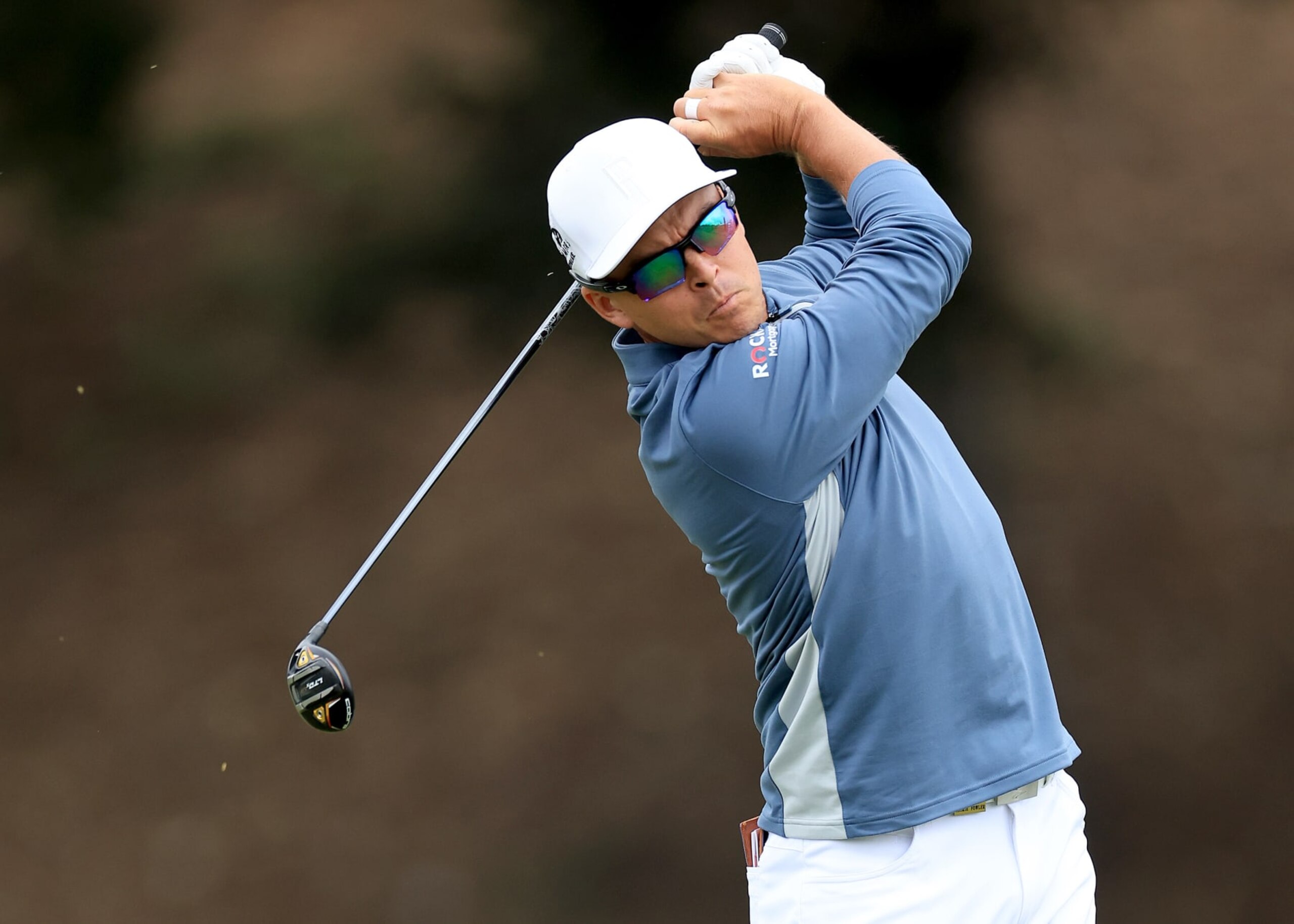 LOS ANGELES, CALIFORNIA - JUNE 15: Rickie Fowler of The United States plays his tee shot on the 12th hole during the first round of the 123rd U.S. Open Championship at The Los Angeles Country Club on June 15, 2023 in Los Angeles, California. (Photo by David Cannon/Getty Images)
