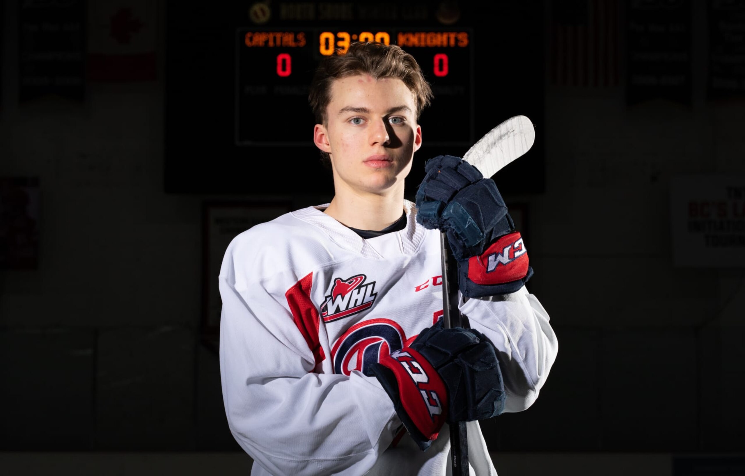 NORTH VANCOUVER, CA - APRIL 21: Connor Bedard of North Vancouver pose for photos at William Woollett Jr. Aquatics Center on April 21, 2023 in North Vancouver, British Columbia. (Photo by Johnny Hayward/Getty Images)