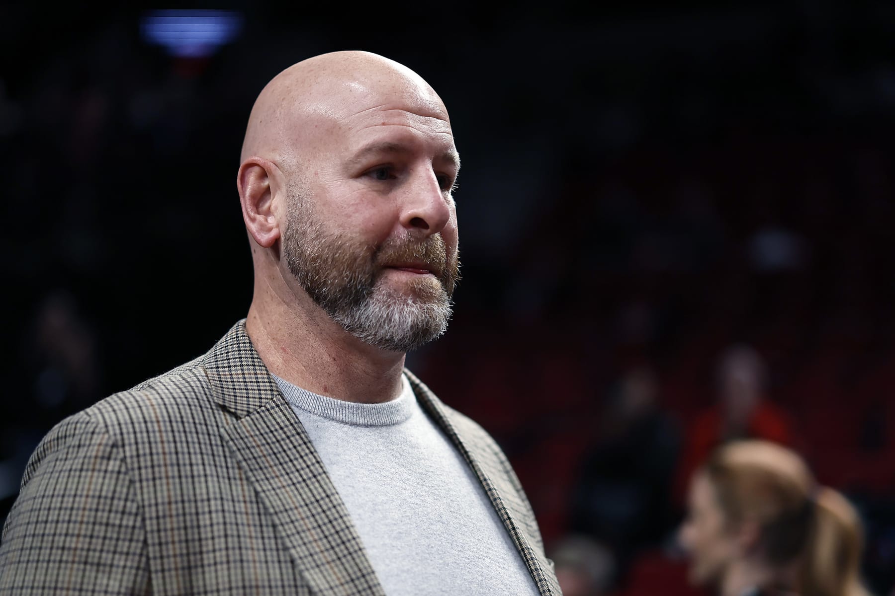 PORTLAND, OREGON - DECEMBER 04: Portland Trail Blazers interim general manager Joe Cronin walks onto the court before the game against the Indiana Pacers at Moda Center on December 04, 2022 in Portland, Oregon. NOTE TO USER: User expressly acknowledges and agrees that, by downloading and or using this photograph, User is consenting to the terms and conditions of the Getty Images License Agreement. (Photo by Soobum Im/Getty Images)