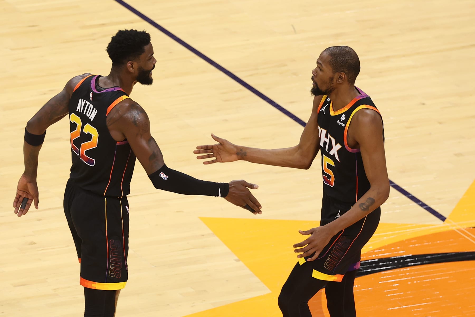 Deandre Ayton and Kevin Durant