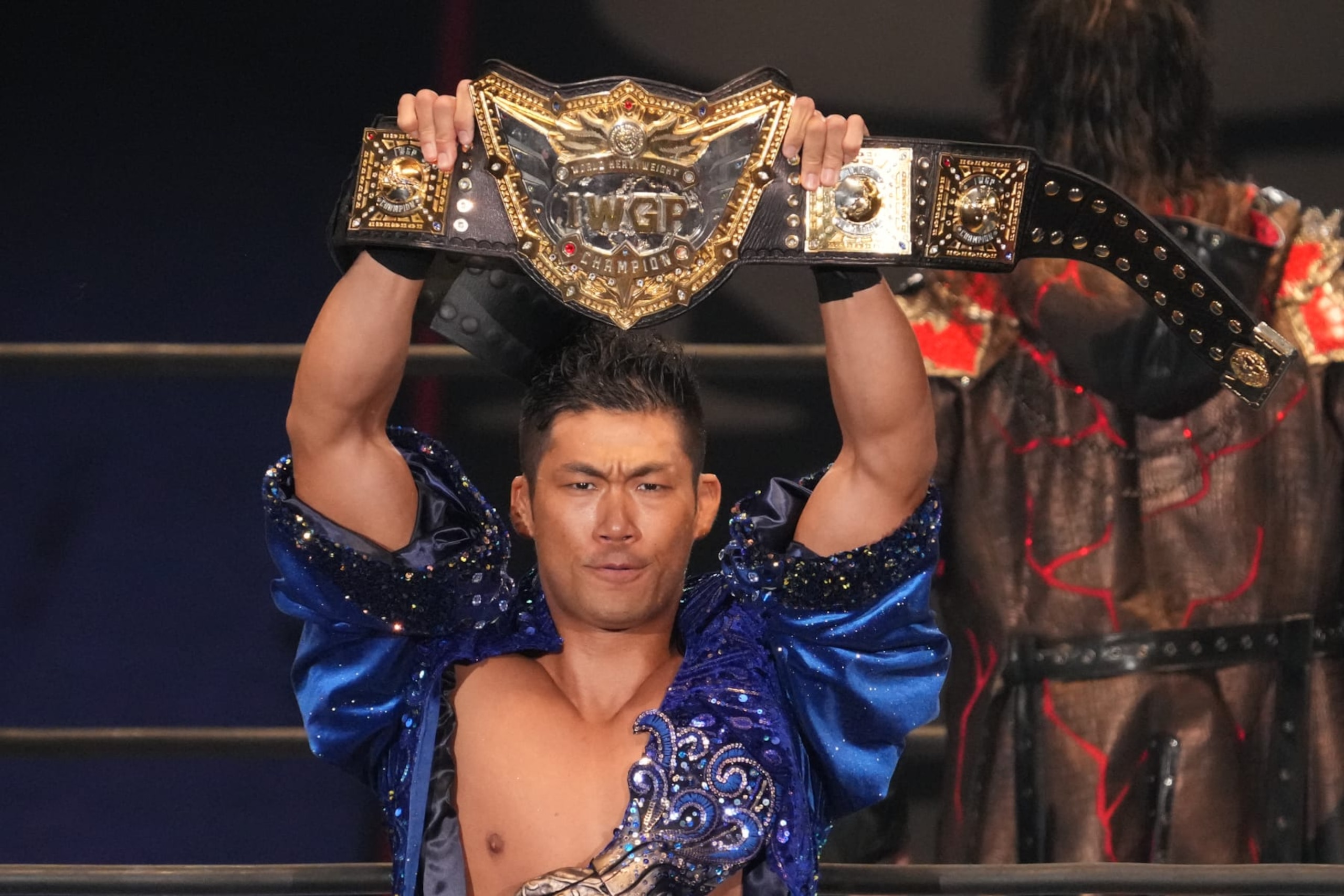 TOKYO, JAPAN - JUNE 04: SANADA enters the ring during the New Japan Pro-Wrestling - DOMINION at Osaka-jo Hall on June 04, 2023 in Tokyo, Japan. (Photo by Etsuo Hara/Getty Images)