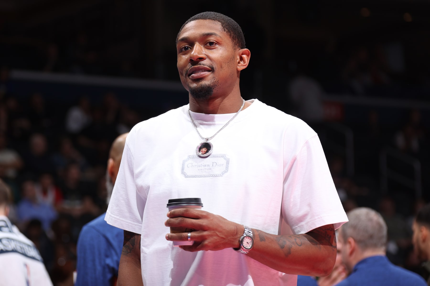 WASHINGTON, DC -  APRIL 4: Bradley Beal #3 of the Washington Wizards looks on during the game against the Milwaukee Bucks on April 4, 2023 at Capital One Arena in Washington, DC. NOTE TO USER: User expressly acknowledges and agrees that, by downloading and or using this Photograph, user is consenting to the terms and conditions of the Getty Images License Agreement. Mandatory Copyright Notice: Copyright 2023 NBAE (Photo by Stephen Gosling/NBAE via Getty Images)