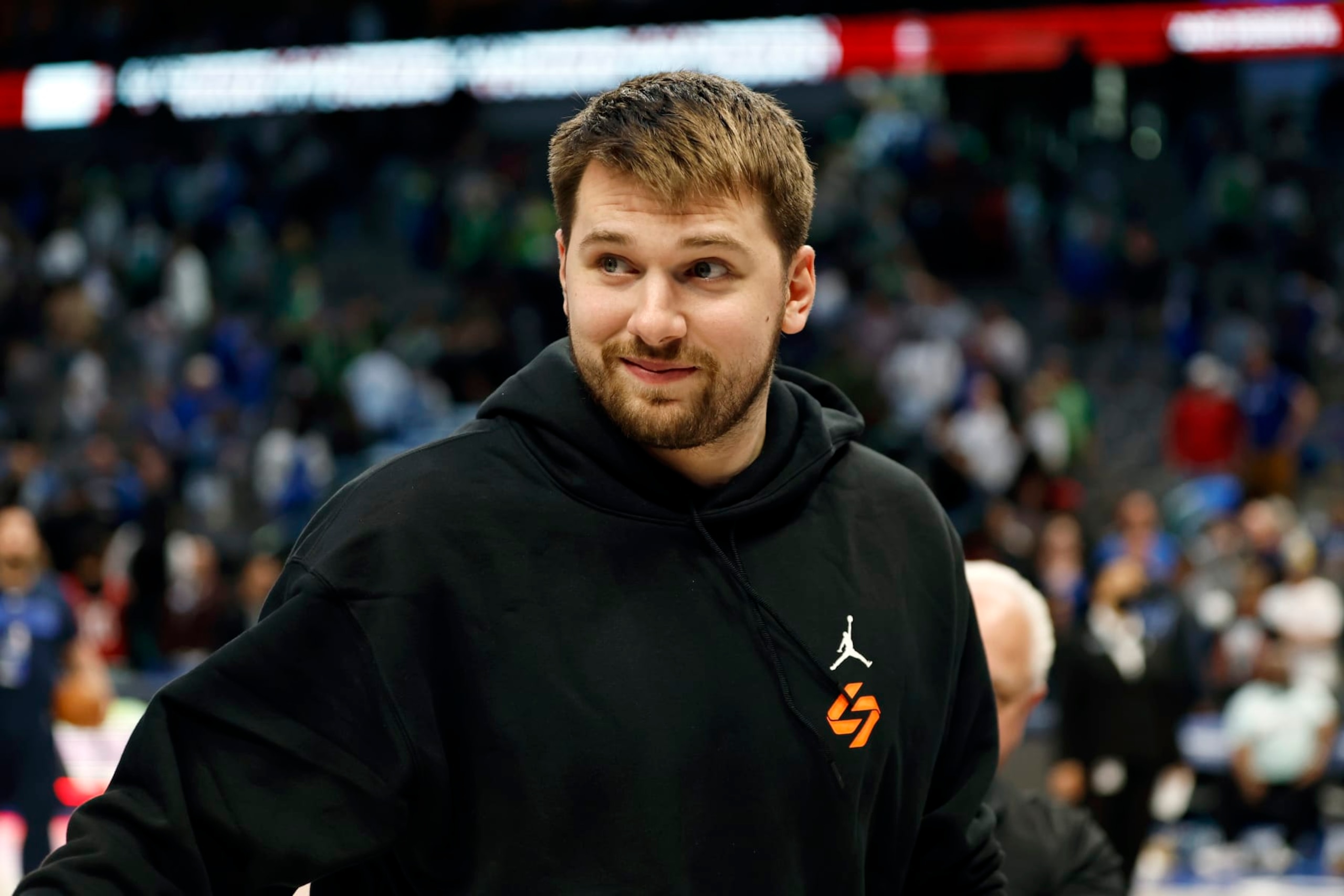 DALLAS, TEXAS - APRIL 07: Luka Doncic #77 of the Dallas Mavericks walks off the court after the game against the Chicago Bulls at American Airlines Center on April 07, 2023 in Dallas, Texas. NOTE TO USER: User expressly acknowledges and agrees that, by downloading and or using this photograph, User is consenting to the terms and conditions of the Getty Images License Agreement. (Photo by Tim Heitman/Getty Images)