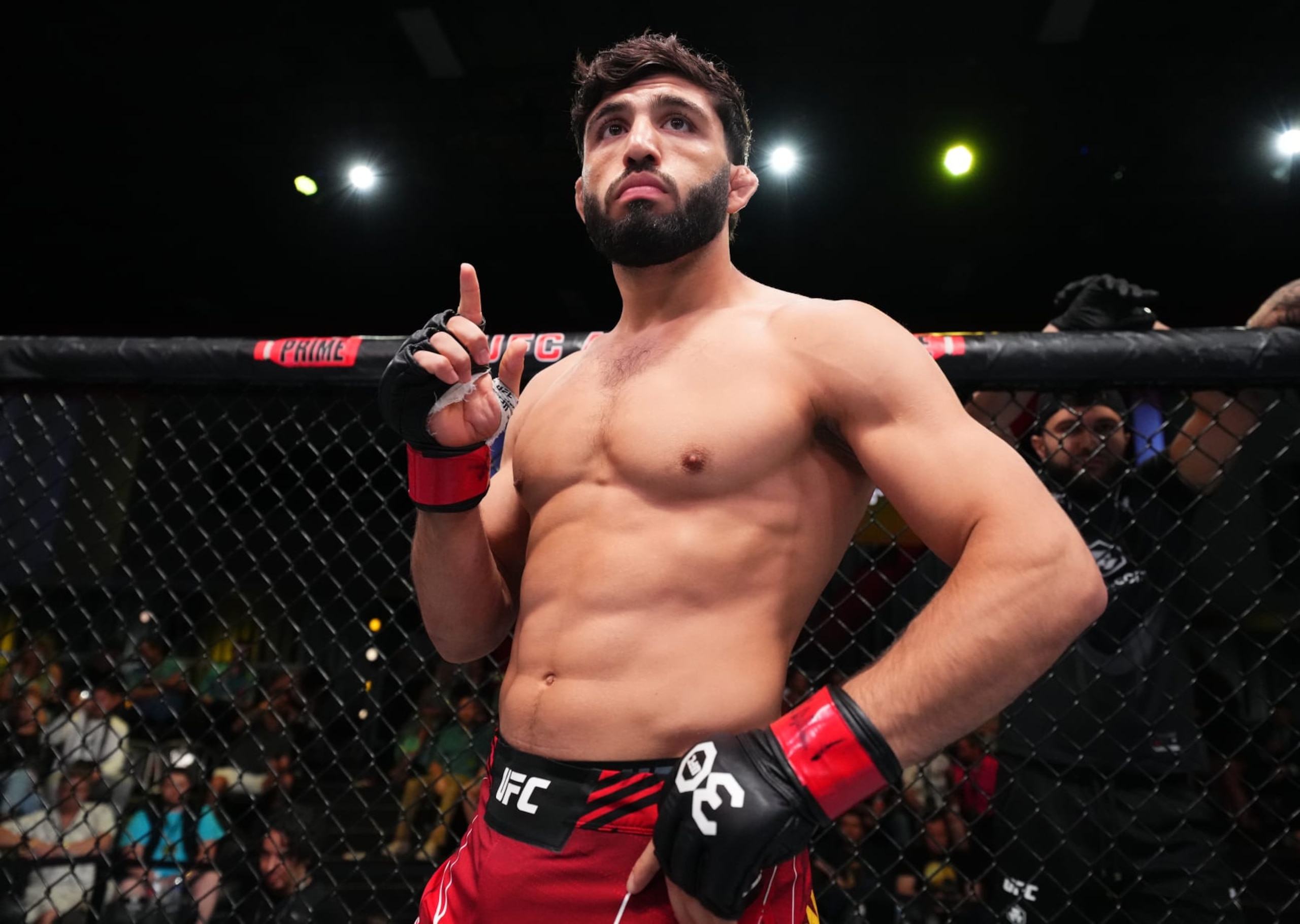 LAS VEGAS, NEVADA - JUNE 17: Arman Tsarukyan of Georgia prepares to fight Joaquim Silva of Brazil in a lightweight fight during the UFC Fight Night event at UFC APEX on June 17, 2023 in Las Vegas, Nevada. (Photo by Chris Unger/Zuffa LLC via Getty Images)