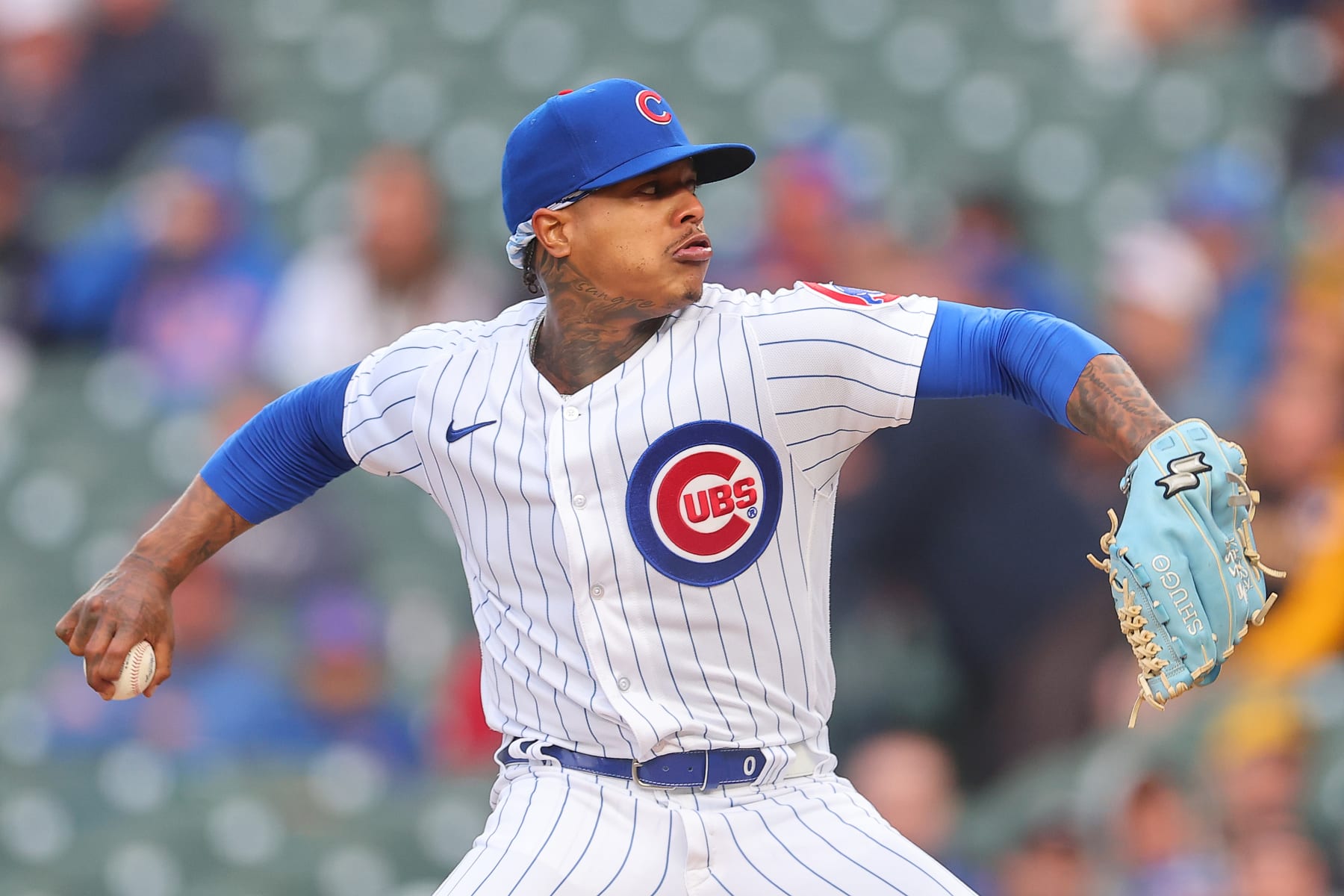 CHICAGO, ILLINOIS - JUNE 15: Marcus Stroman #0 of the Chicago Cubs delivers a pitch during the first inning against the Pittsburgh Pirates at Wrigley Field on June 15, 2023 in Chicago, Illinois. (Photo by Michael Reaves/Getty Images)
