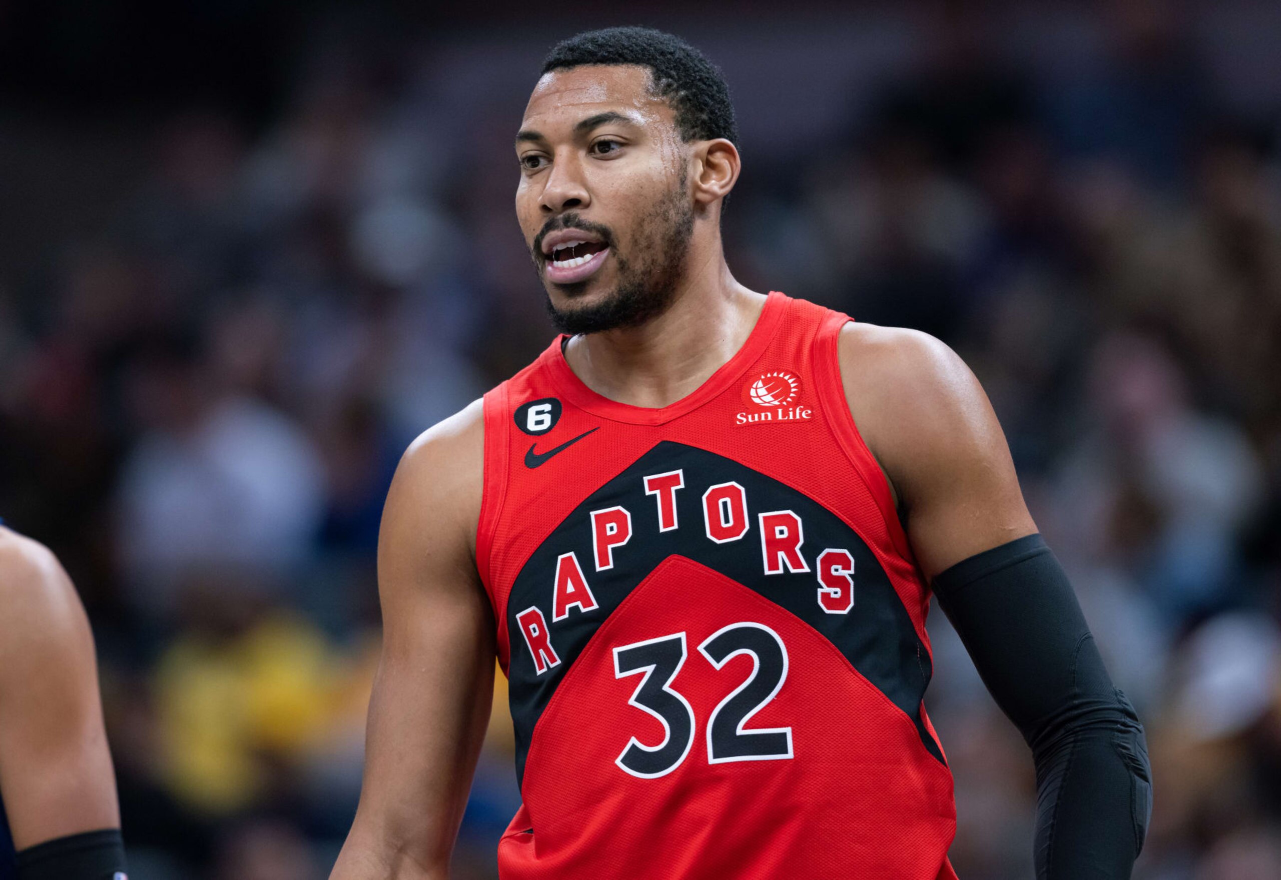 INDIANAPOLIS, IN - NOVEMBER 12: Otto Porter Jr. #32 of the Toronto Raptors is seen during the game against the Indiana Pacers at Gainbridge Fieldhouse on November 12, 2022 in Indianapolis, Indiana. NOTE TO USER: User expressly acknowledges and agrees that, by downloading and or using this photograph, User is consenting to the terms and conditions of the Getty Images License Agreement.  (Photo by Michael Hickey/Getty Images)