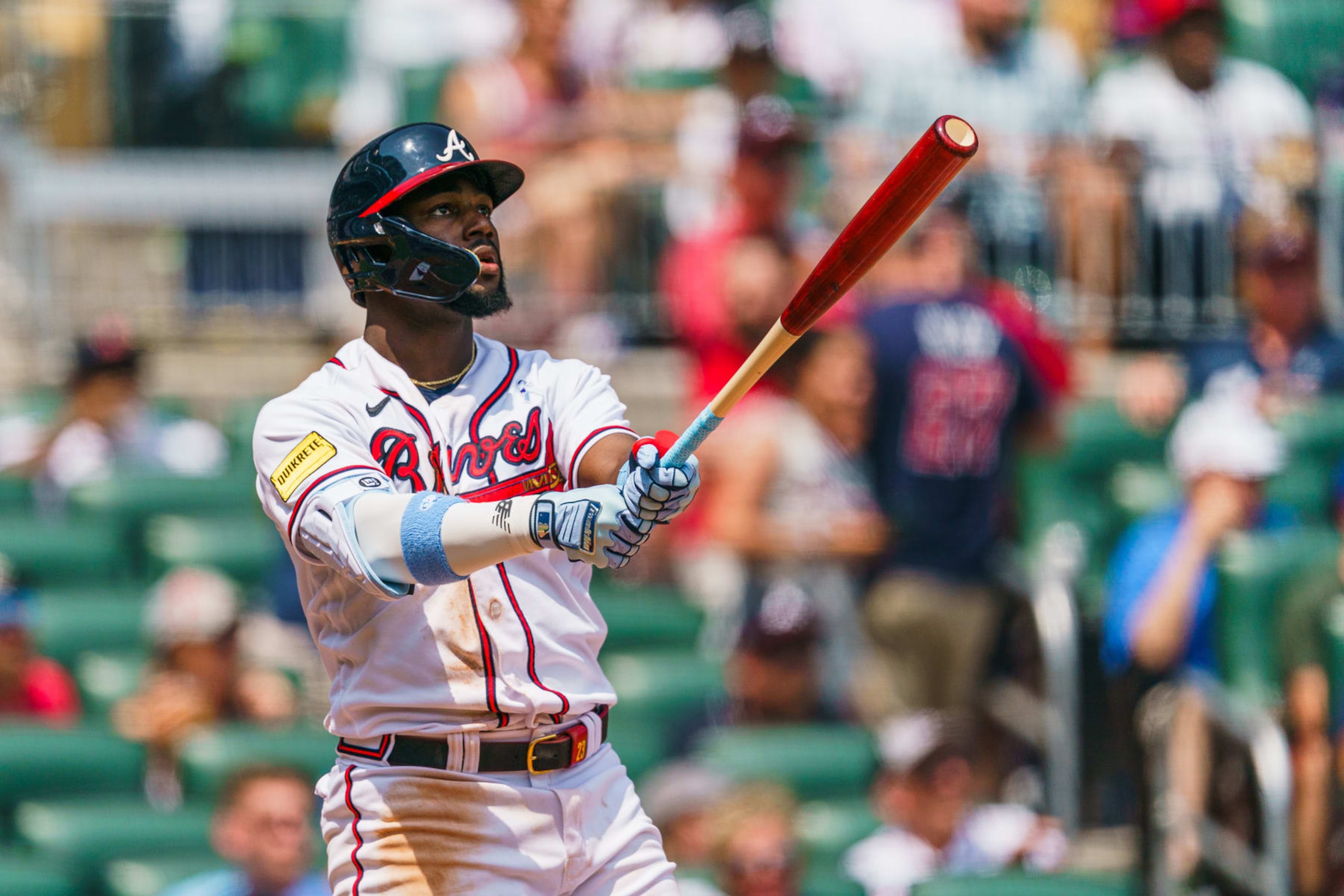 ATLANTA, GA - JUNE 18: Michael Harris II #23 of the Atlanta Braves hits a home run in the fifth inning during the game against the Colorado Rockies at Truist Park on June 18, 2023 in Atlanta, Georgia. (Photo by Matthew Grimes Jr./Atlanta Braves/Getty Images) ATLANTA, GA - JUNE 18: Michael Harris II #23 of the Atlanta Braves hits a home run in the fifth inning during the game against the Colorado Rockies at Truist Park on June 18, 2023 in Atlanta, Georgia. (Photo by Matthew Grimes Jr./Atlanta Braves/Getty Images)
