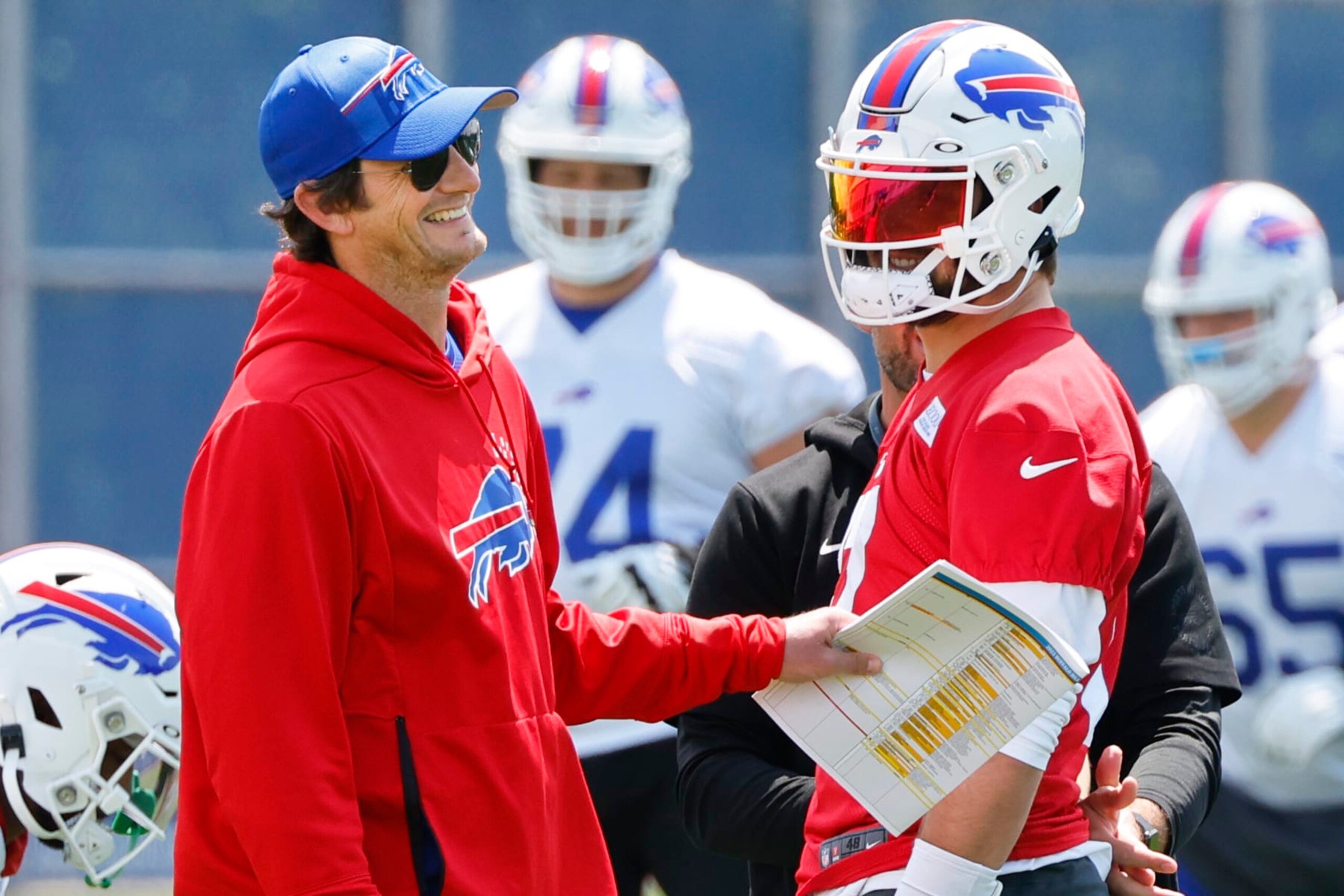 Buffalo Bills offensive coordinator Ken Dorsey (left) and quarterback Josh Allen (right) Buffalo Bills offensive coordinator Ken Dorsey (left) and quarterback Josh Allen (right)