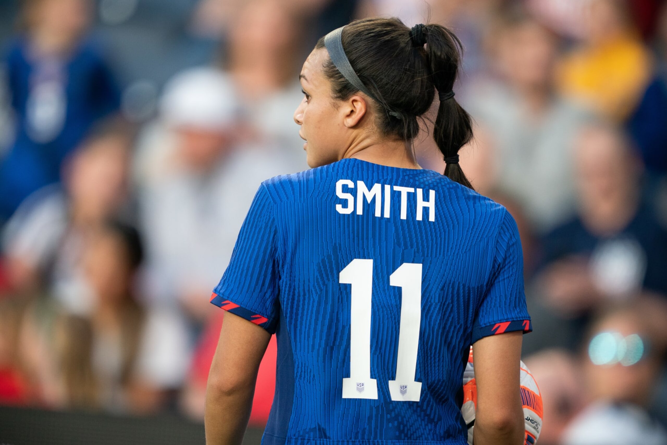 ST. LOUIS, MO - APRIL 11: Sophia Smith #11 of the United States during an international friendly game between Ireland and the USWNT at CITYPARK on April 11, 2023 in St. Louis, Missouri.