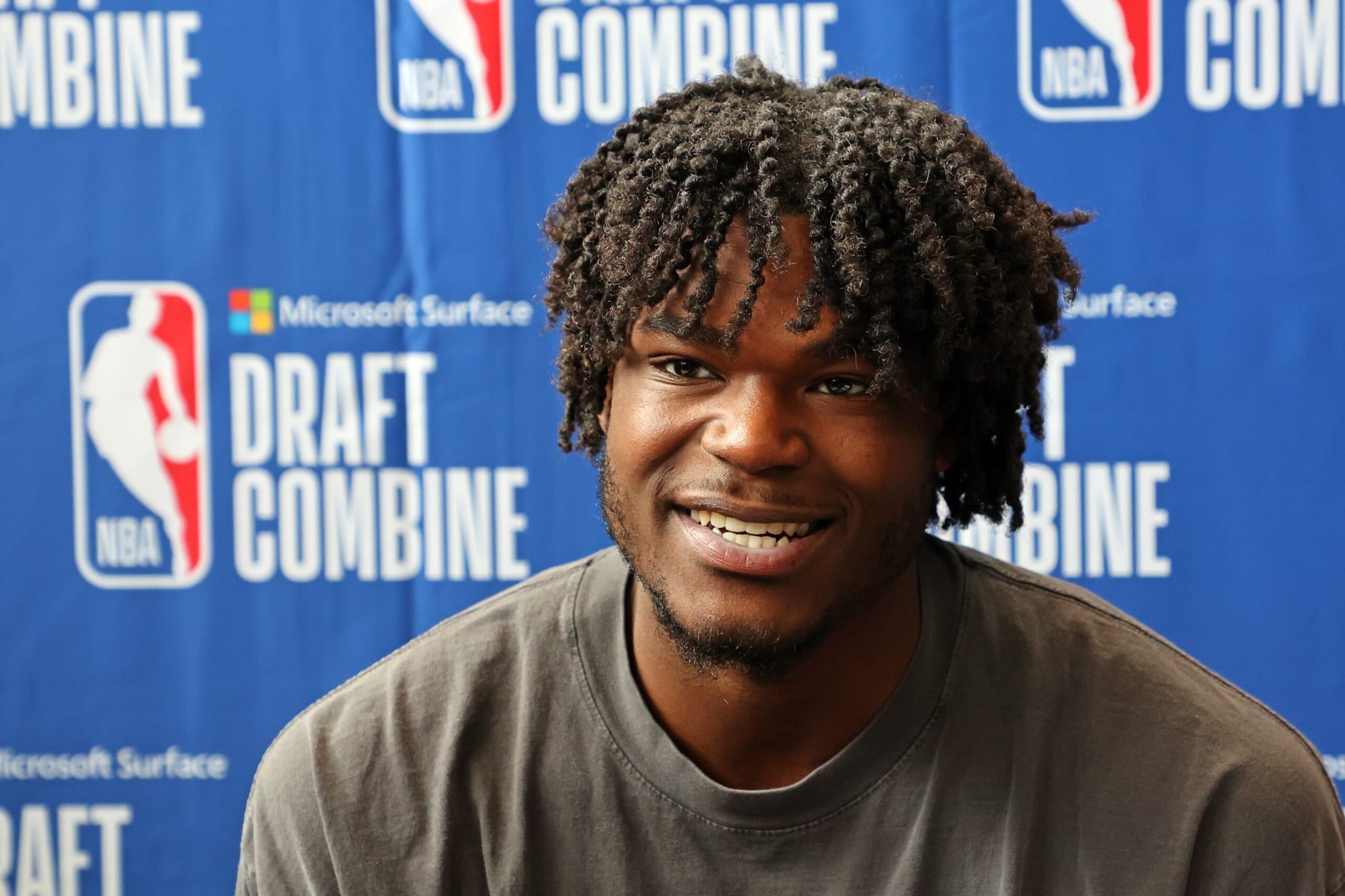 CHICAGO, ILLINOIS - MAY 17: Jarace Walker speaks with the media during the NBA Draft Combine at the Wintrust Arena on May 17, 2023 in Chicago, Illinois. NOTE TO USER: User expressly acknowledges and agrees that, by downloading and or using this photograph, User is consenting to the terms and conditions of the Getty Images License Agreement. (Photo by Stacy Revere/Getty Images)