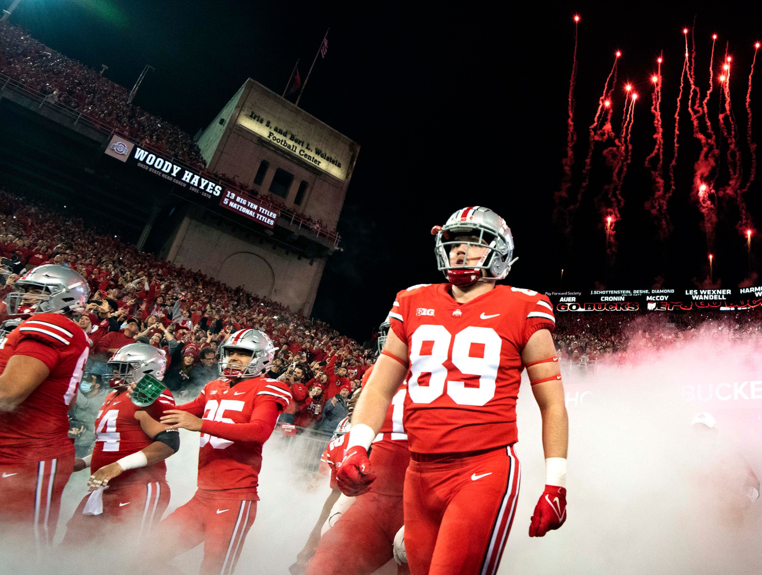 COLUMBUS, OHIO - OCTOBER 30: Zak Herbstreit #89 of the Ohio State Buckeyes walks onto the field during before their game against the Penn State Nittany Lions at Ohio Stadium on October 30, 2021 in Columbus, Ohio. (Photo by Emilee Chinn/Getty Images)