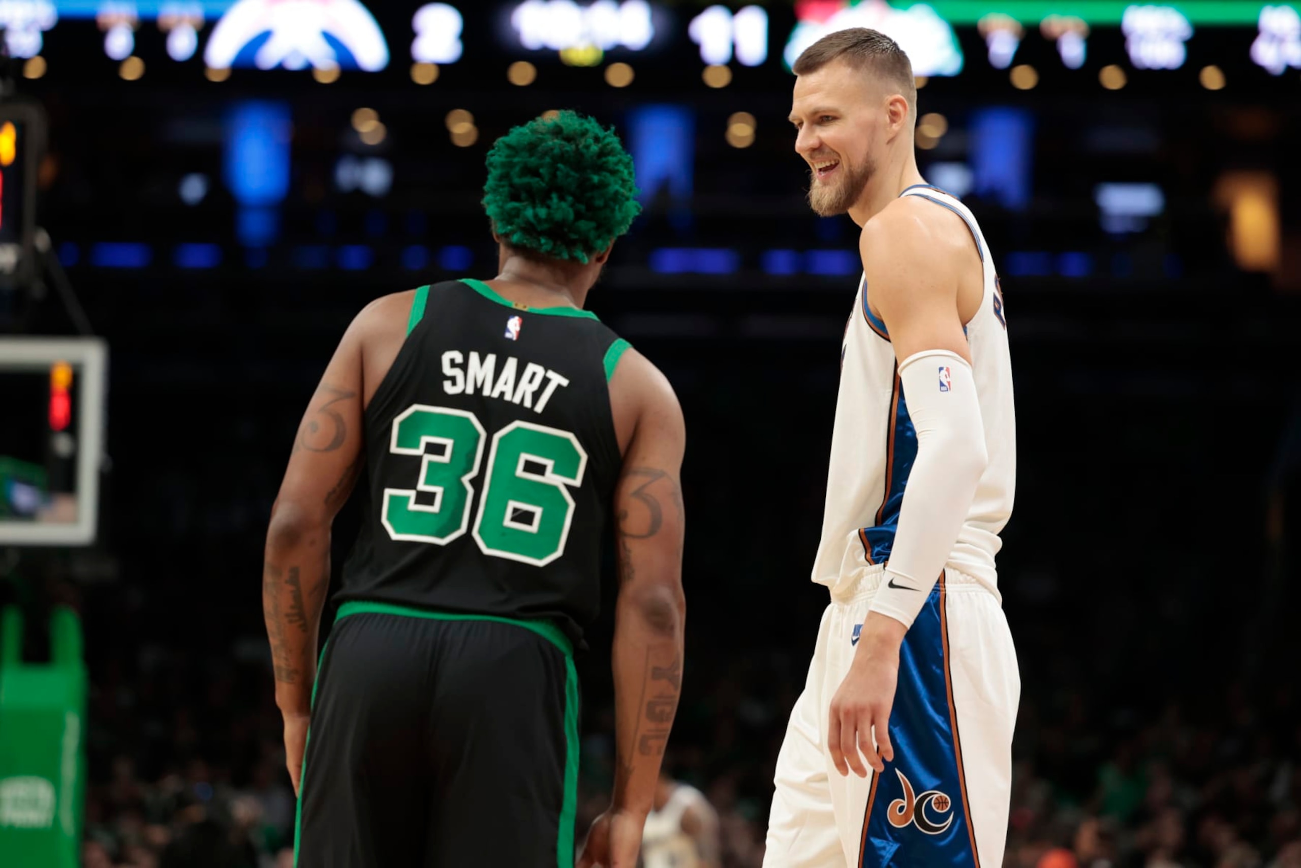 Marcus Smart and Kristaps PorziÅÄ£is