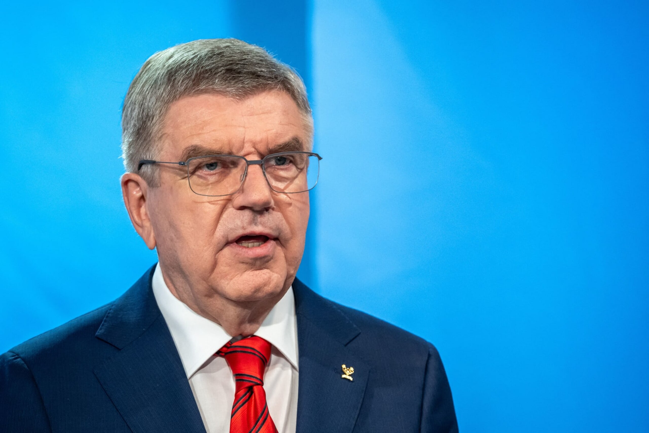 German International Olympic Committee (IOC) President Thomas Bach opens in Lausanne on June 22, 2023, an extraordinary hybrid IOC Session to vote to withdraw its recognition of the International Boxing Association (IBA) over its failure to address governance, finance and corruption concerns. (Photo by Fabrice COFFRINI / AFP) (Photo by FABRICE COFFRINI/AFP via Getty Images)