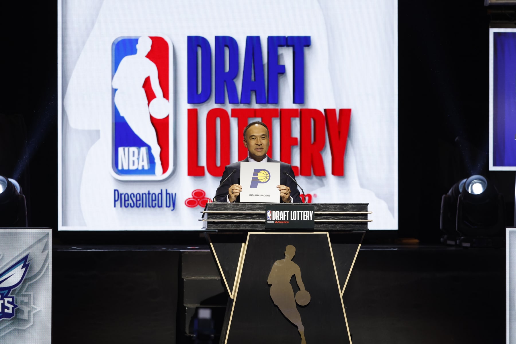 CHICAGO,IL - MAY 16: The Indiana Pacers receive the 7th Pick during the 2023 NBA Draft Lottery at McCormick Place on May 16, 2023 in Chicago, Illinois. NOTE TO USER: User expressly acknowledges and agrees that, by downloading and or using this photograph, user is consenting to the terms and conditions of the Getty Images License Agreement. Mandatory Copyright Notice: Copyright 2023 NBAE (Photo by Kamil Krzaczynski/NBAE via Getty Images)