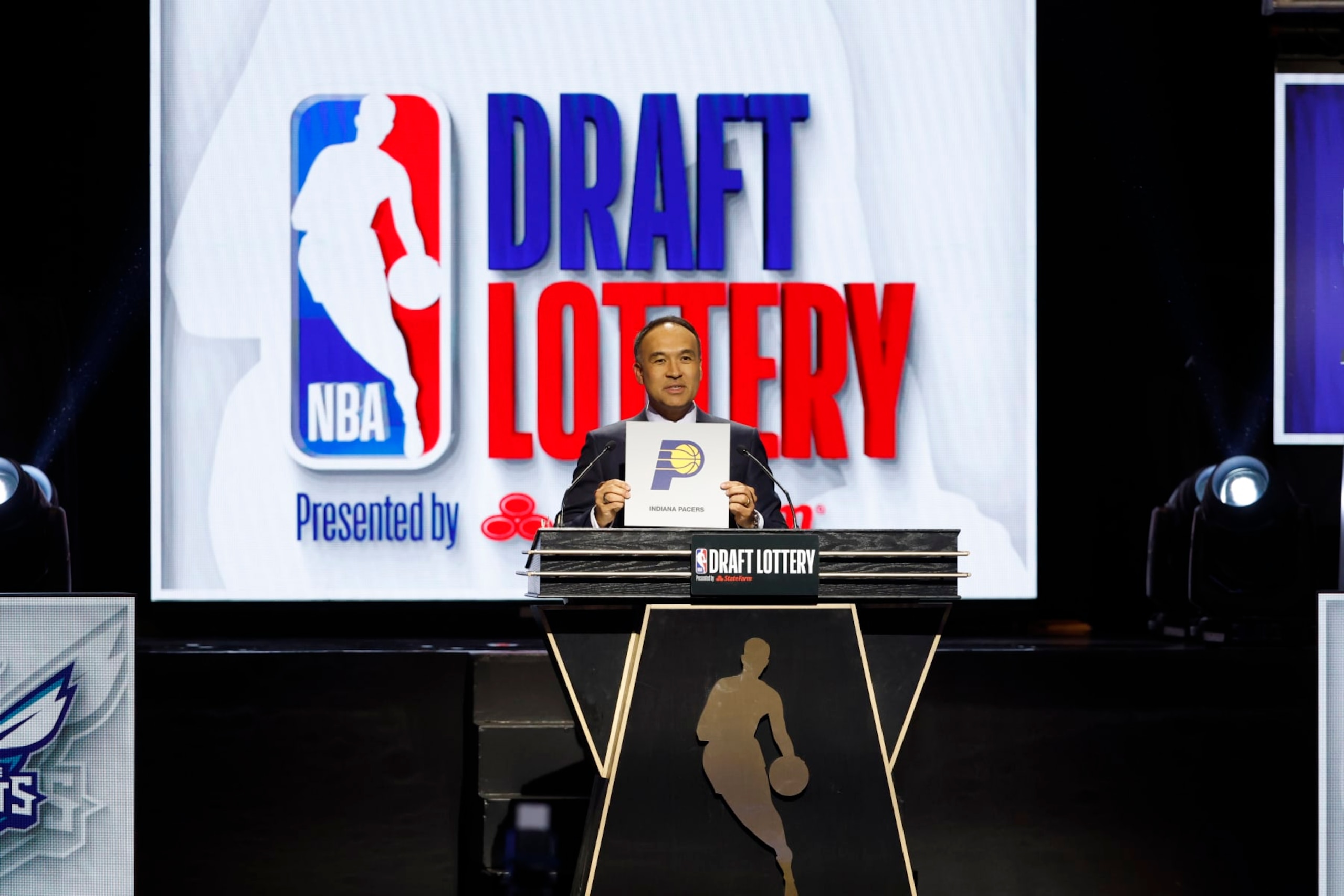 CHICAGO,IL - MAY 16: The Indiana Pacers receive the 7th Pick during the 2023 NBA Draft Lottery at McCormick Place on May 16, 2023 in Chicago, Illinois. NOTE TO USER: User expressly acknowledges and agrees that, by downloading and or using this photograph, user is consenting to the terms and conditions of the Getty Images License Agreement. Mandatory Copyright Notice: Copyright 2023 NBAE (Photo by Kamil Krzaczynski/NBAE via Getty Images)