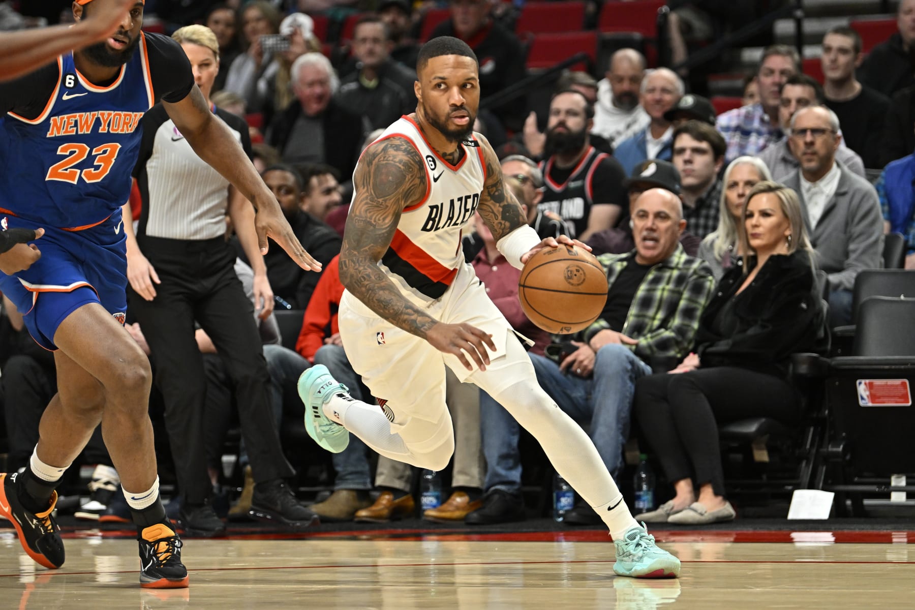 Mitchell Robinson and Damian Lillard