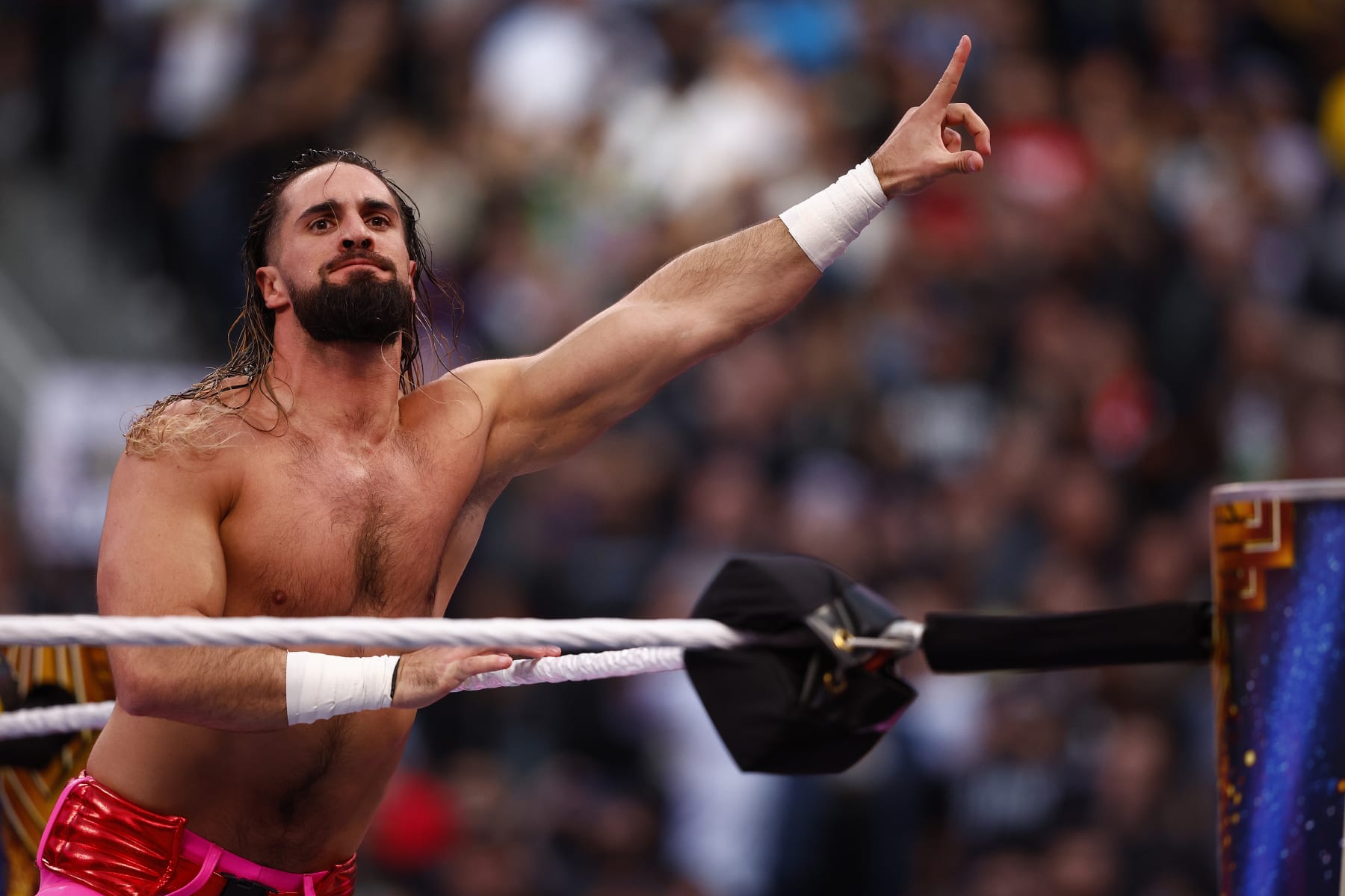 INGLEWOOD, CALIFORNIA - APRIL 01: Seth Rollins during WrestleMania Goes Hollywood at SoFi Stadium on April 01, 2023 in Inglewood, California. (Photo by Ronald Martinez/Getty Images) INGLEWOOD, CALIFORNIA - APRIL 01: Seth Rollins during WrestleMania Goes Hollywood at SoFi Stadium on April 01, 2023 in Inglewood, California. (Photo by Ronald Martinez/Getty Images)