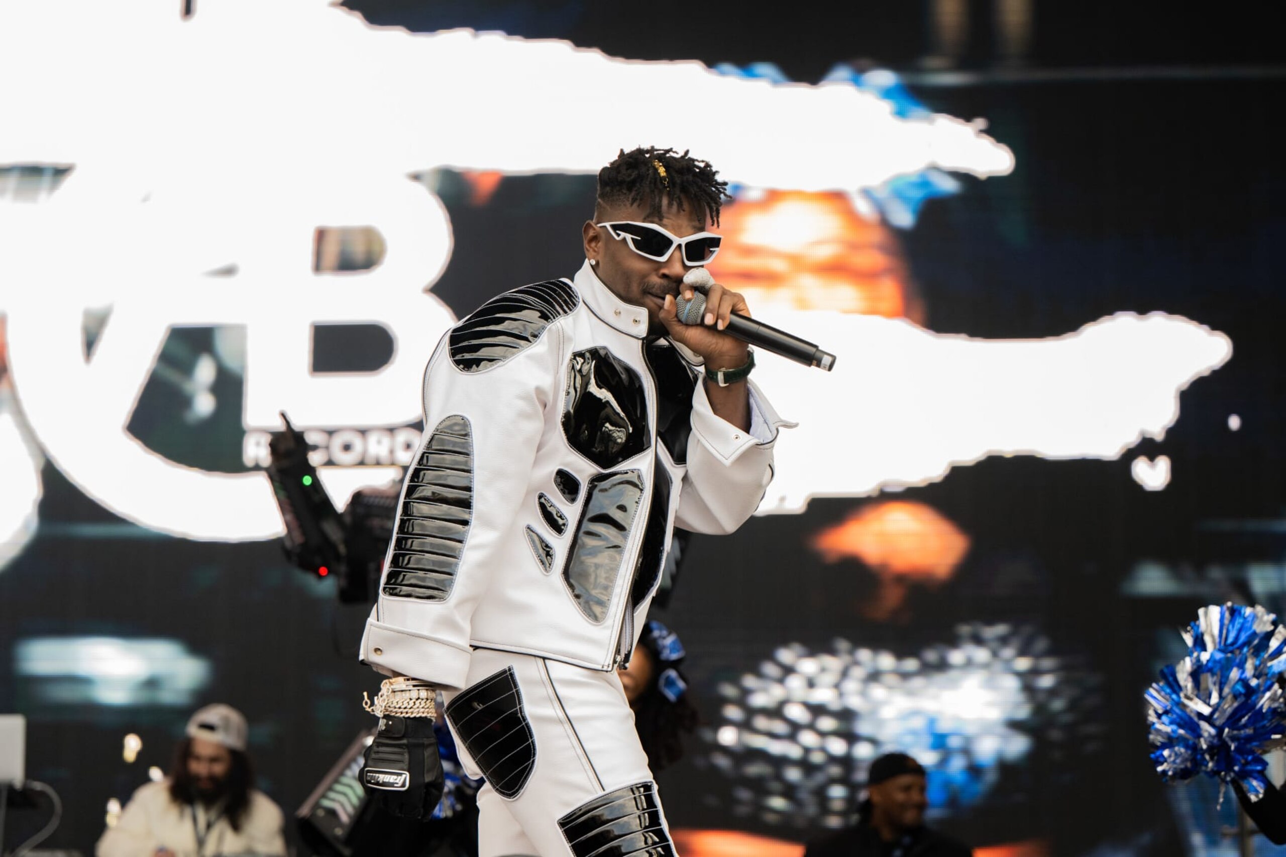 INGLEWOOD, CALIFORNIA - MARCH 04: Rapper/former NFL  player Antonio Brown performs onstage during day 2 of Rolling Loud Los Angeles at Hollywood Park Grounds on March 04, 2023 in Inglewood, California. (Photo by Scott Dudelson/Getty Images)