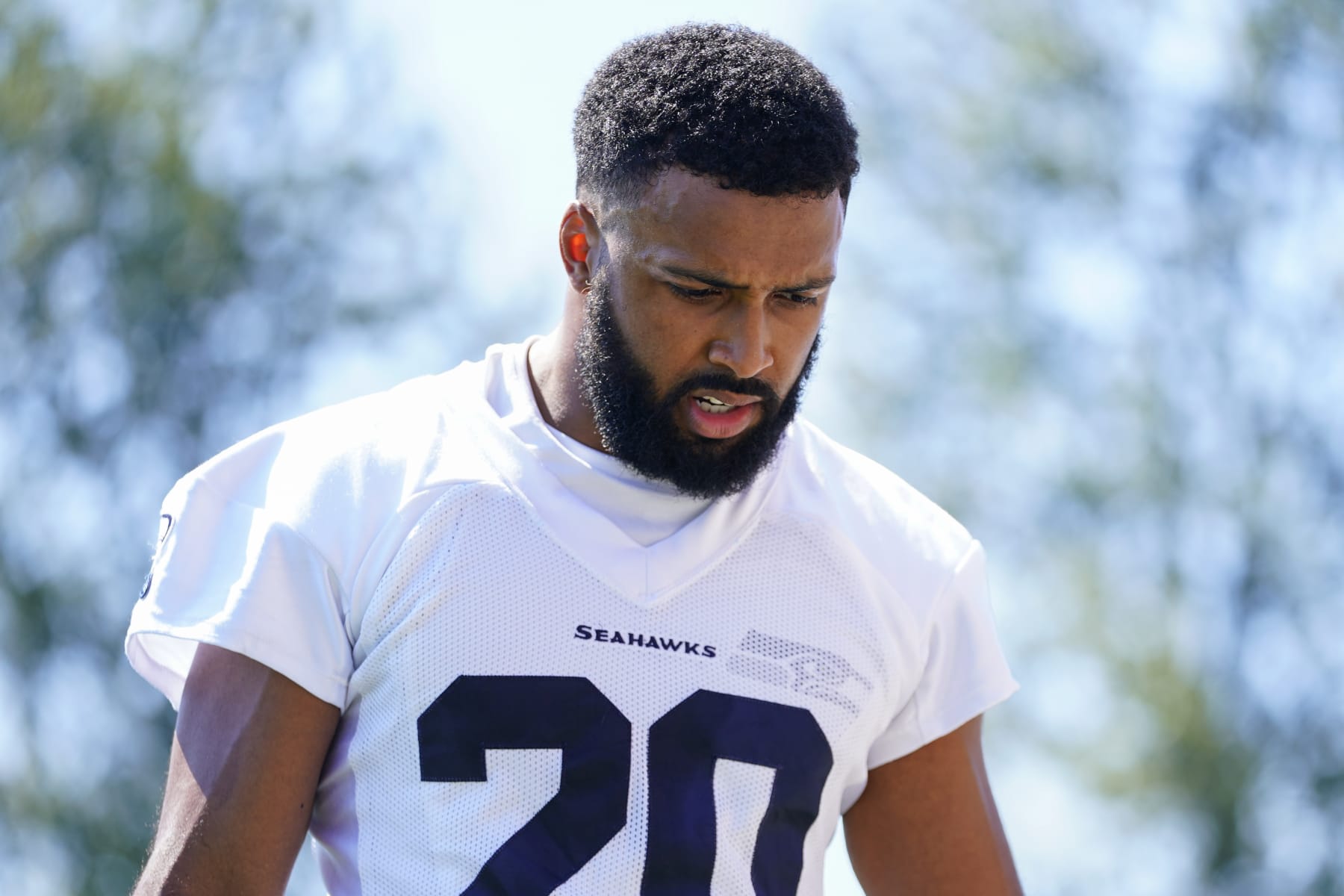Seattle Seahawks safety Julian Love walks off the field during minicamp Tuesday, June 6, 2023, at the NFL football team's facilities in Renton, Wash. (AP Photo/Lindsey Wasson)