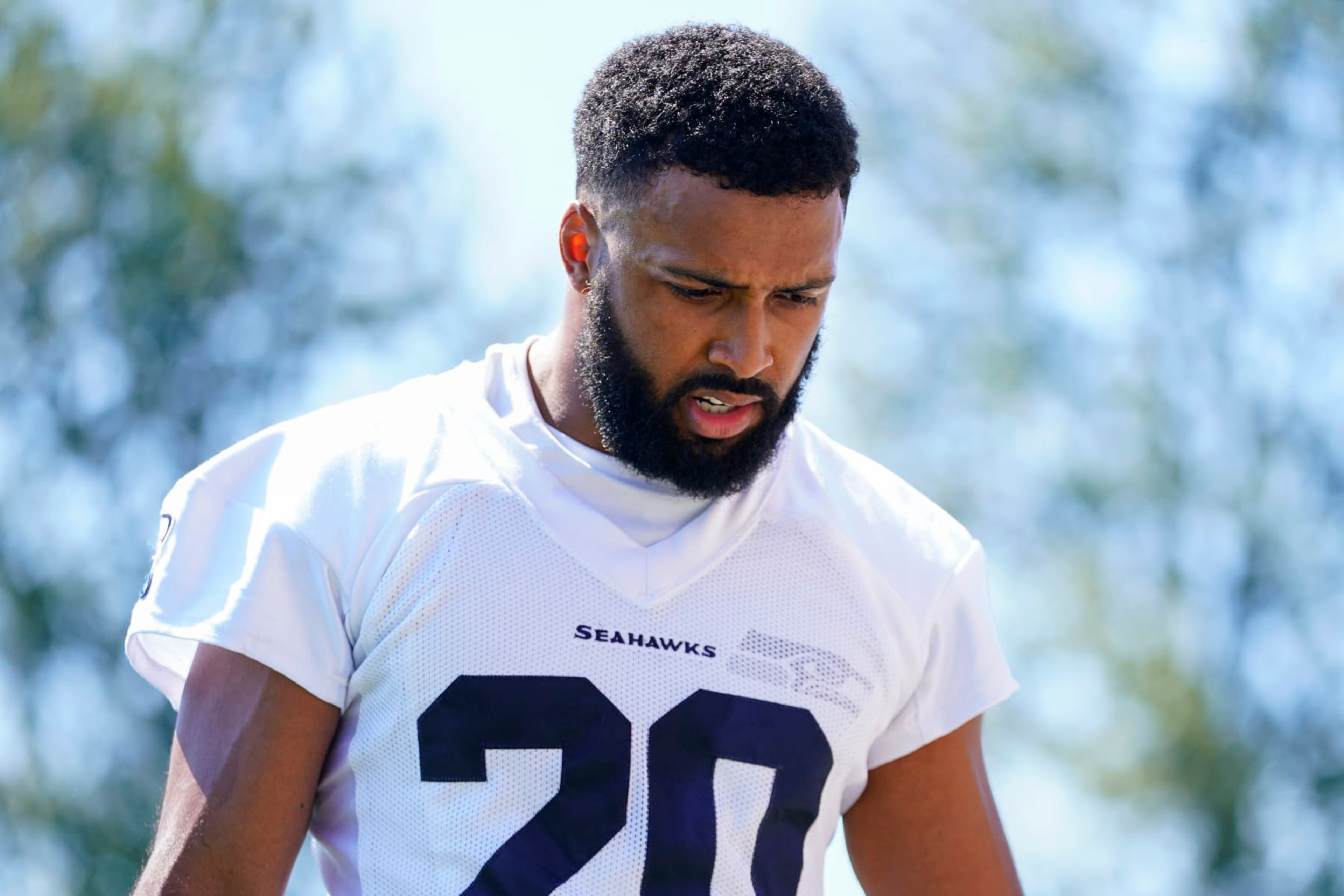 Seattle Seahawks safety Julian Love walks off the field during minicamp Tuesday, June 6, 2023, at the NFL football team's facilities in Renton, Wash. (AP Photo/Lindsey Wasson)