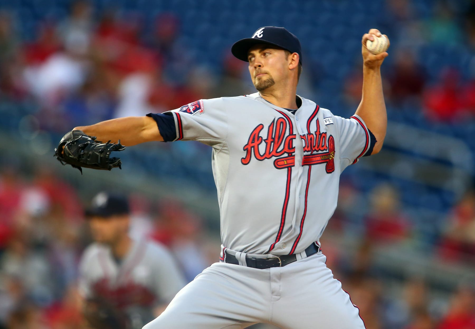 September 08 2014: Atlanta Braves starting pitcher Mike Minor (36) during a MLB game against the Washington Nationals at Nationals Park, in Washington D.C. (Photo by Tony Quinn/Icon Sportswire/Corbis/Icon Sportswire via Getty Images)