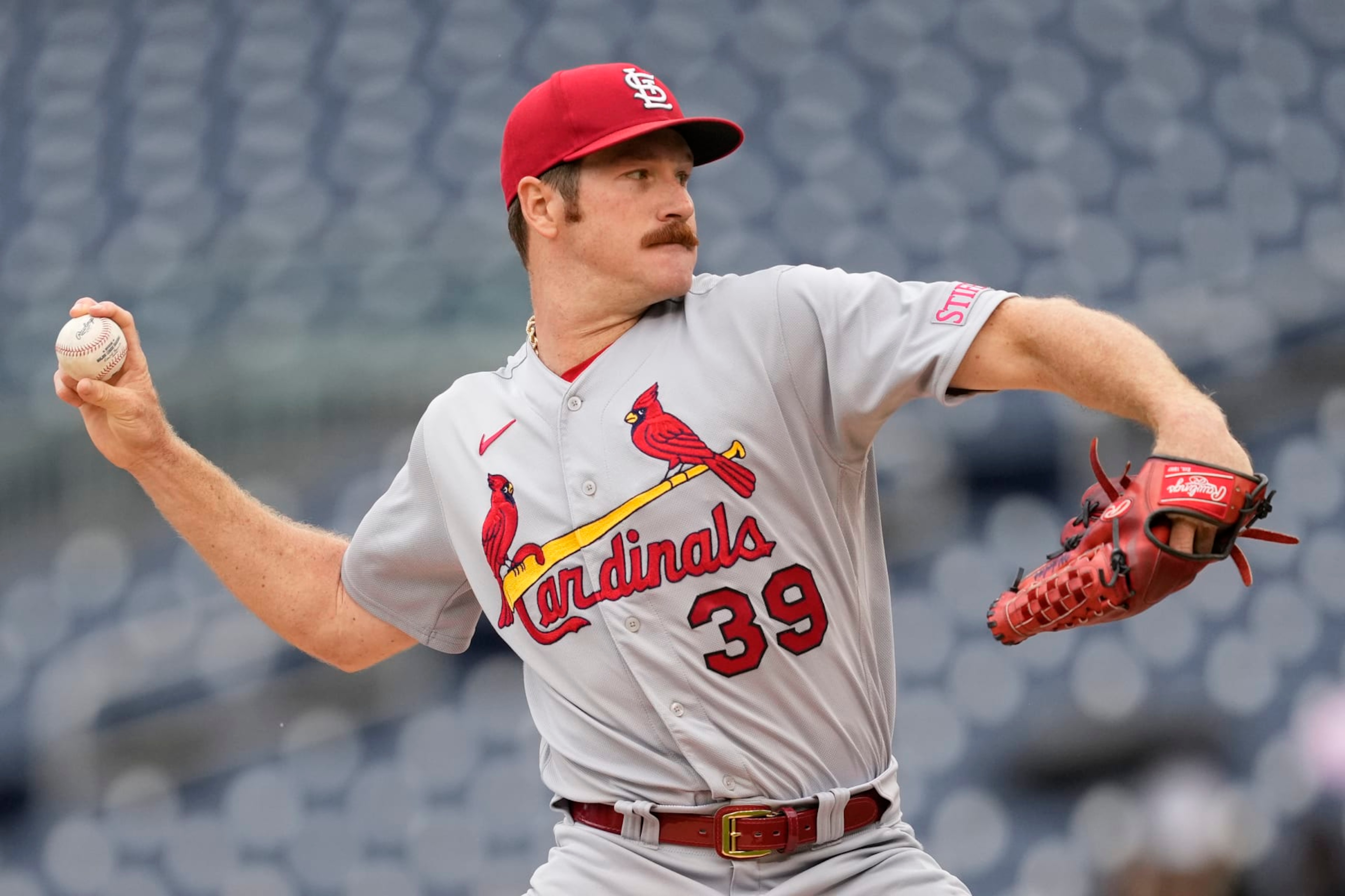 WASHINGTON, DC - JUNE 21: Miles Mikolas #39 of the St. Louis Cardinals pitches in the first inning during a baseball game against the Washington Nationals at Nationals Park on June 21, 2023 in Washington, DC. (Photo by Mitchell Layton/Getty Images) WASHINGTON, DC - JUNE 21: Miles Mikolas #39 of the St. Louis Cardinals pitches in the first inning during a baseball game against the Washington Nationals at Nationals Park on June 21, 2023 in Washington, DC. (Photo by Mitchell Layton/Getty Images)