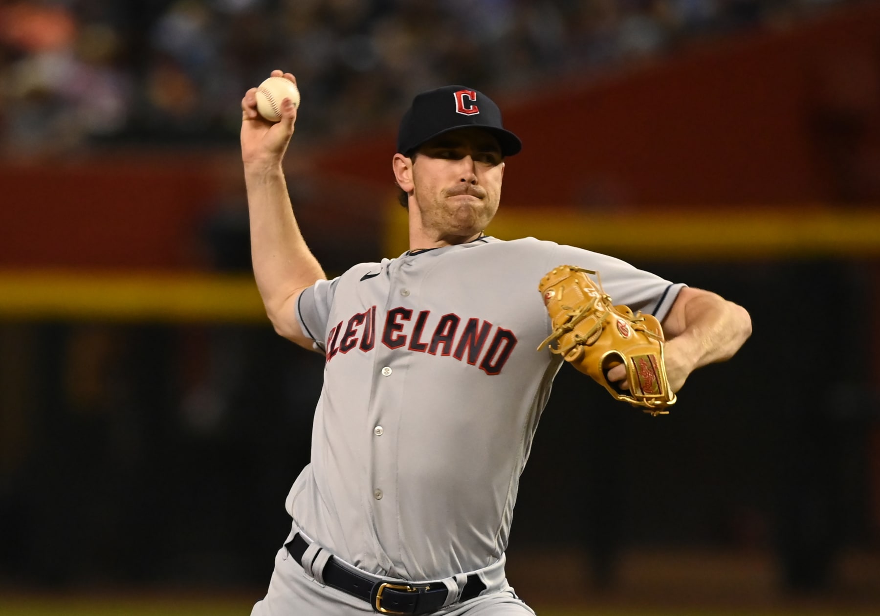 PHOENIX, ARIZONA - JUNE 17: Shane Bieber #57 of the Cleveland Guardians delivers a pitch against the Arizona Diamondbacks at Chase Field on June 17, 2023 in Phoenix, Arizona. (Photo by Norm Hall/Getty Images)