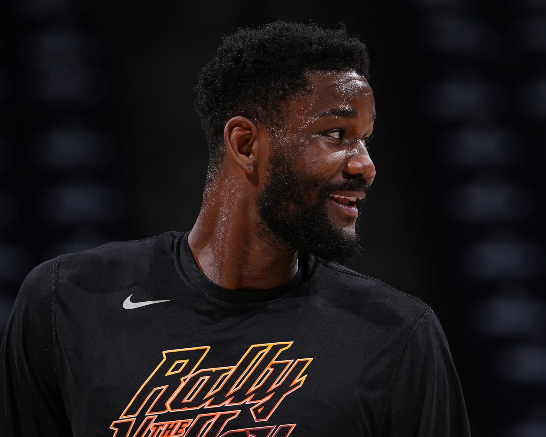 DENVER, CO - APRIL 29: Deandre Ayton #22 of the Phoenix Suns smiles before Game One of the Western Conference Semi-Finals of the 2023 NBA Playoffs against the Denver Nuggets on April 29, 2023 at the Ball Arena in Denver, Colorado. NOTE TO USER: User expressly acknowledges and agrees that, by downloading and/or using this Photograph, user is consenting to the terms and conditions of the Getty Images License Agreement. Mandatory Copyright Notice: Copyright 2023 NBAE (Photo by Bart Young/NBAE via Getty Images)