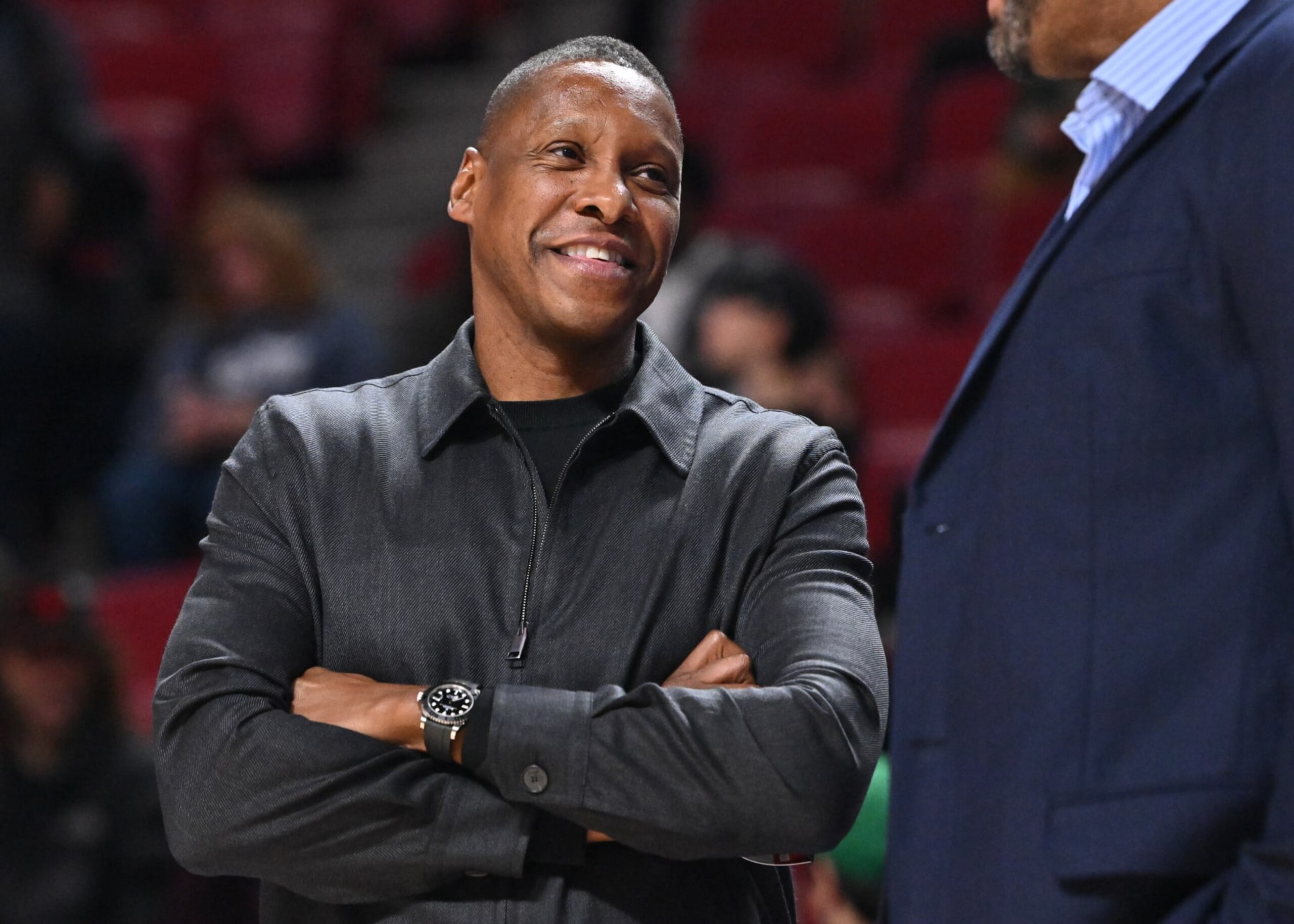 MONTREAL, CANADA - OCTOBER 14: Vice-Chairman and team president of the Toronto Raptors, Masai Ujiri, walks onto the court prior to the preseason NBA game against the Boston Celtics at Centre Bell on October 14, 2022 in Montreal, Quebec, Canada. The Toronto Raptors defeated the Boston Celtics 137-134 in overtime. NOTE TO USER: User expressly acknowledges and agrees that, by downloading and or using this photograph, User is consenting to the terms and conditions of the Getty Images License Agreement. (Photo by Minas Panagiotakis/Getty Images) MONTREAL, CANADA - OCTOBER 14: Vice-Chairman and team president of the Toronto Raptors, Masai Ujiri, walks onto the court prior to the preseason NBA game against the Boston Celtics at Centre Bell on October 14, 2022 in Montreal, Quebec, Canada. The Toronto Raptors defeated the Boston Celtics 137-134 in overtime. NOTE TO USER: User expressly acknowledges and agrees that, by downloading and or using this photograph, User is consenting to the terms and conditions of the Getty Images License Agreement. (Photo by Minas Panagiotakis/Getty Images)