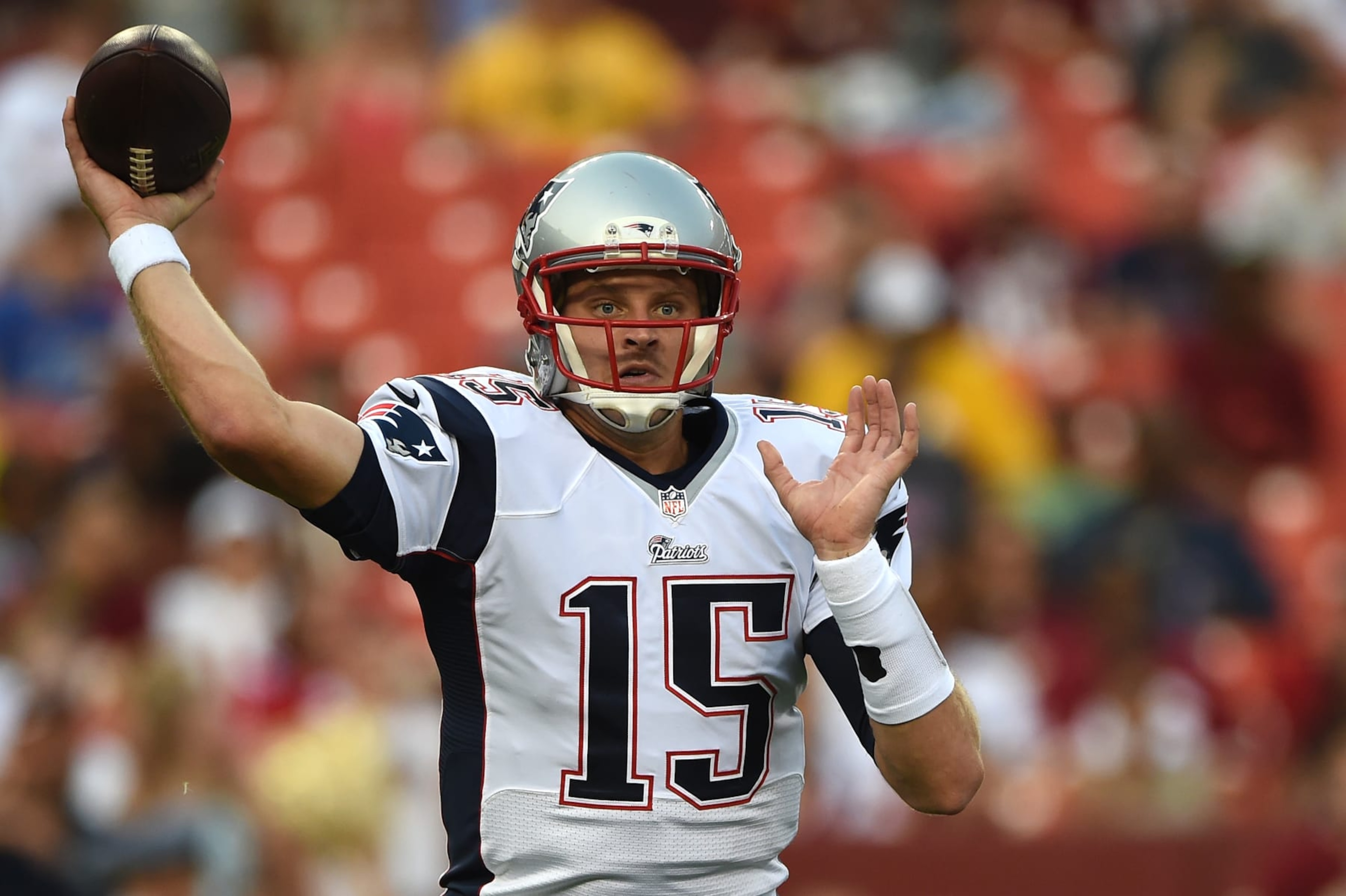 LANDOVER, MD - AUGUST 07: Quarterback Ryan Mallett #15 of the New England Patriots makes a pass in the first quarter against the Washington Redskins during a preseason NFL game at FedExField on August 7, 2014 in Landover, Maryland. (Photo by Patrick Smith/Getty Images) LANDOVER, MD - AUGUST 07: Quarterback Ryan Mallett #15 of the New England Patriots makes a pass in the first quarter against the Washington Redskins during a preseason NFL game at FedExField on August 7, 2014 in Landover, Maryland. (Photo by Patrick Smith/Getty Images)