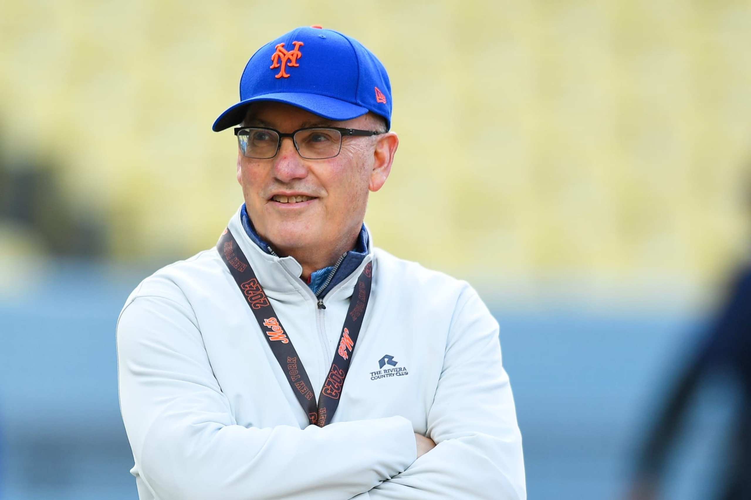 LOS ANGELES, CA - APRIL 17: New York Mets owner Steve Cohen looks on during batting practice before the MLB game between the New York Mets and the Los Angeles Dodgers on April 17, 2023 at Dodger Stadium in Los Angeles, CA. (Photo by Brian Rothmuller/Icon Sportswire via Getty Images)