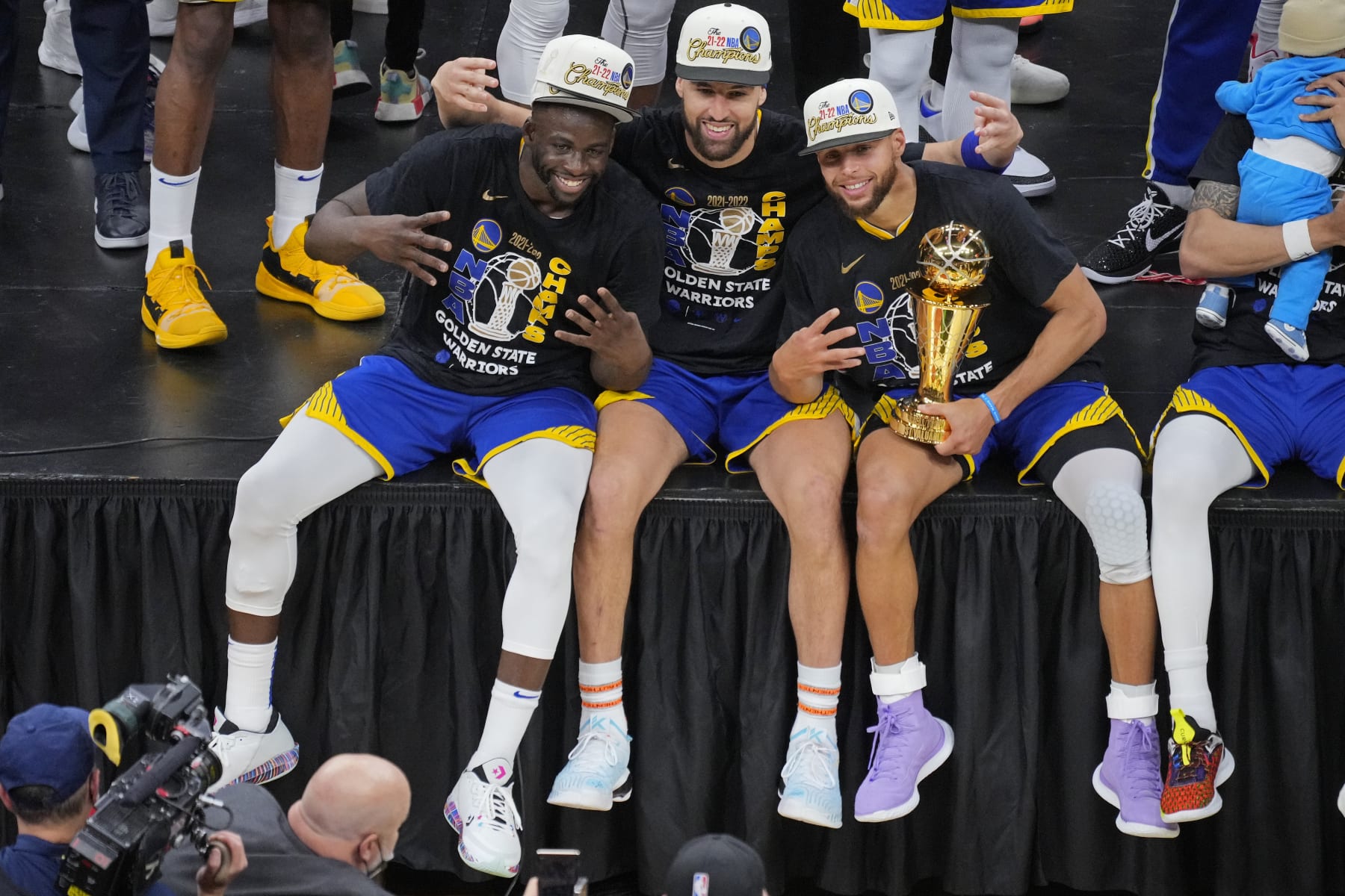 Draymond Green, Klay Thompson and Stephen Curry