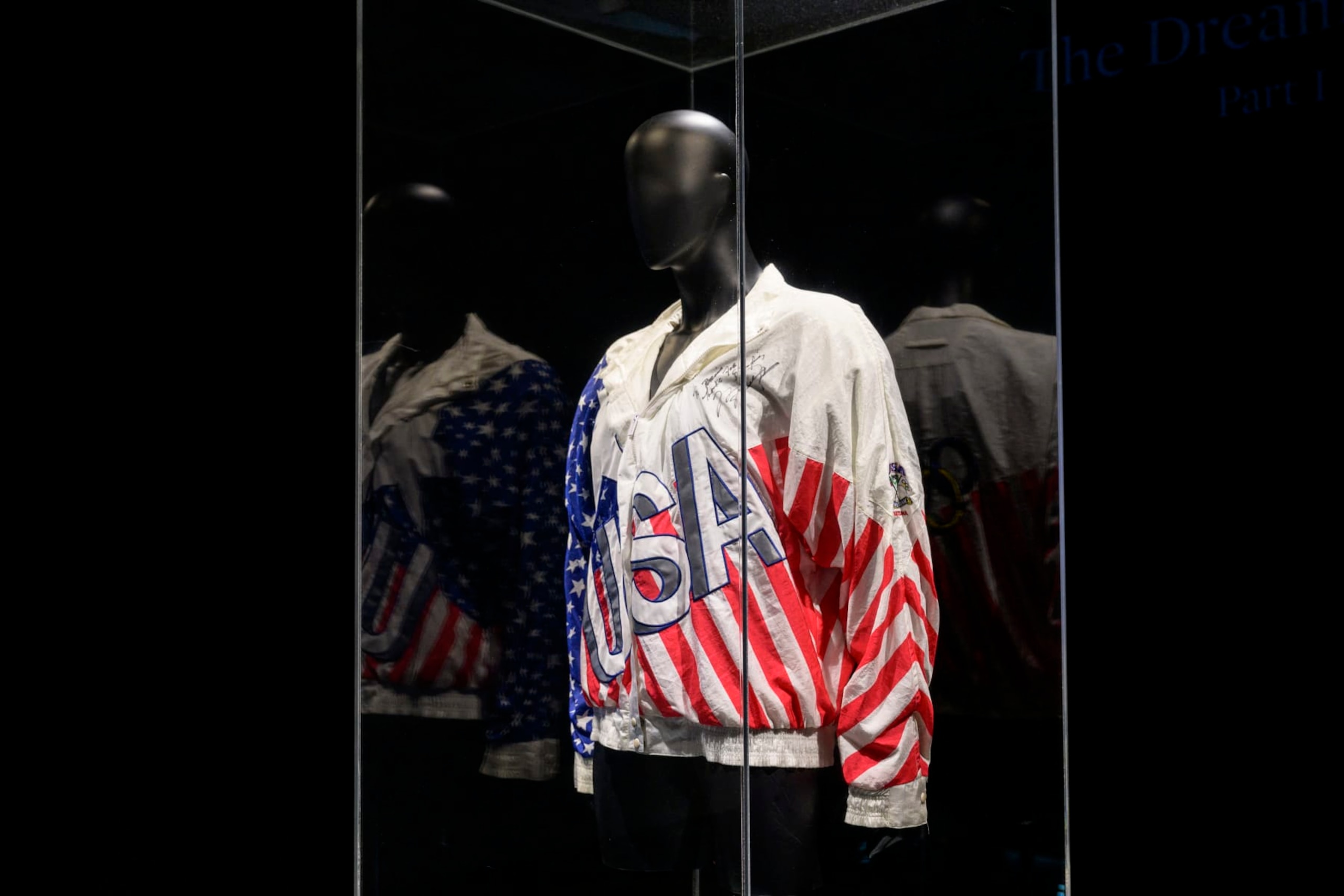 Michael Jordan's 1992 Summer Olympics "Dream Team" Reebok Jacket is displayed during Sotheby's sports memorabilia auction preview in New York City on June 23, 2023. (Photo by ANGELA WEISS / AFP) (Photo by ANGELA WEISS/AFP via Getty Images) Michael Jordan's 1992 Summer Olympics "Dream Team" Reebok Jacket is displayed during Sotheby's sports memorabilia auction preview in New York City on June 23, 2023. (Photo by ANGELA WEISS / AFP) (Photo by ANGELA WEISS/AFP via Getty Images)