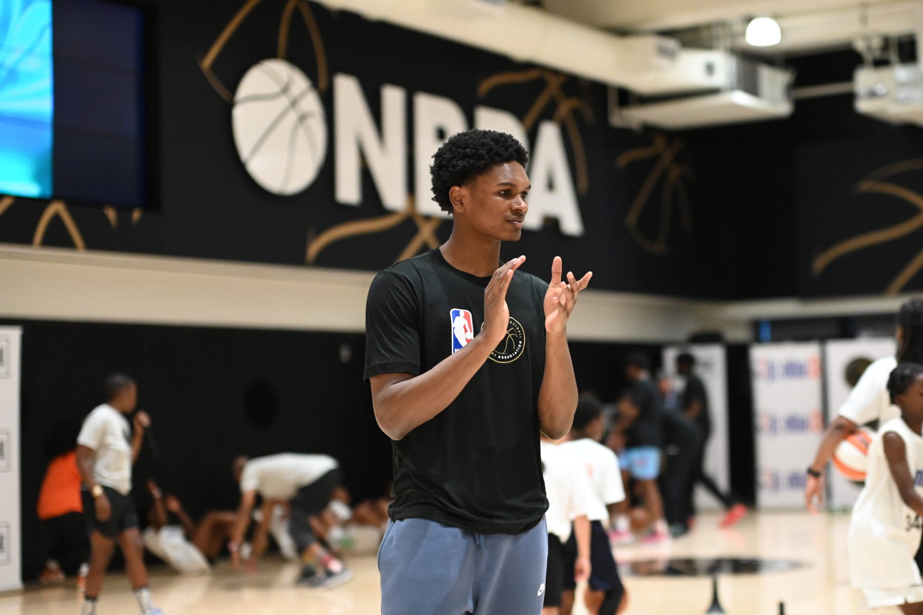 MANHATTAN, NY - JUNE 21: Ausar Thompson looks on during the Jr. NBA x NBPA Cares Event on June 21, 2023 in Manhattan, New York. NOTE TO USER: User expressly acknowledges and agrees that, by downloading and or using this photograph, user is consenting to the terms and conditions of the Getty Images License Agreement. Mandatory Copyright Notice: Copyright 2023 NBAE (Photo by Mike Lawrence/NBAE via Getty Images)