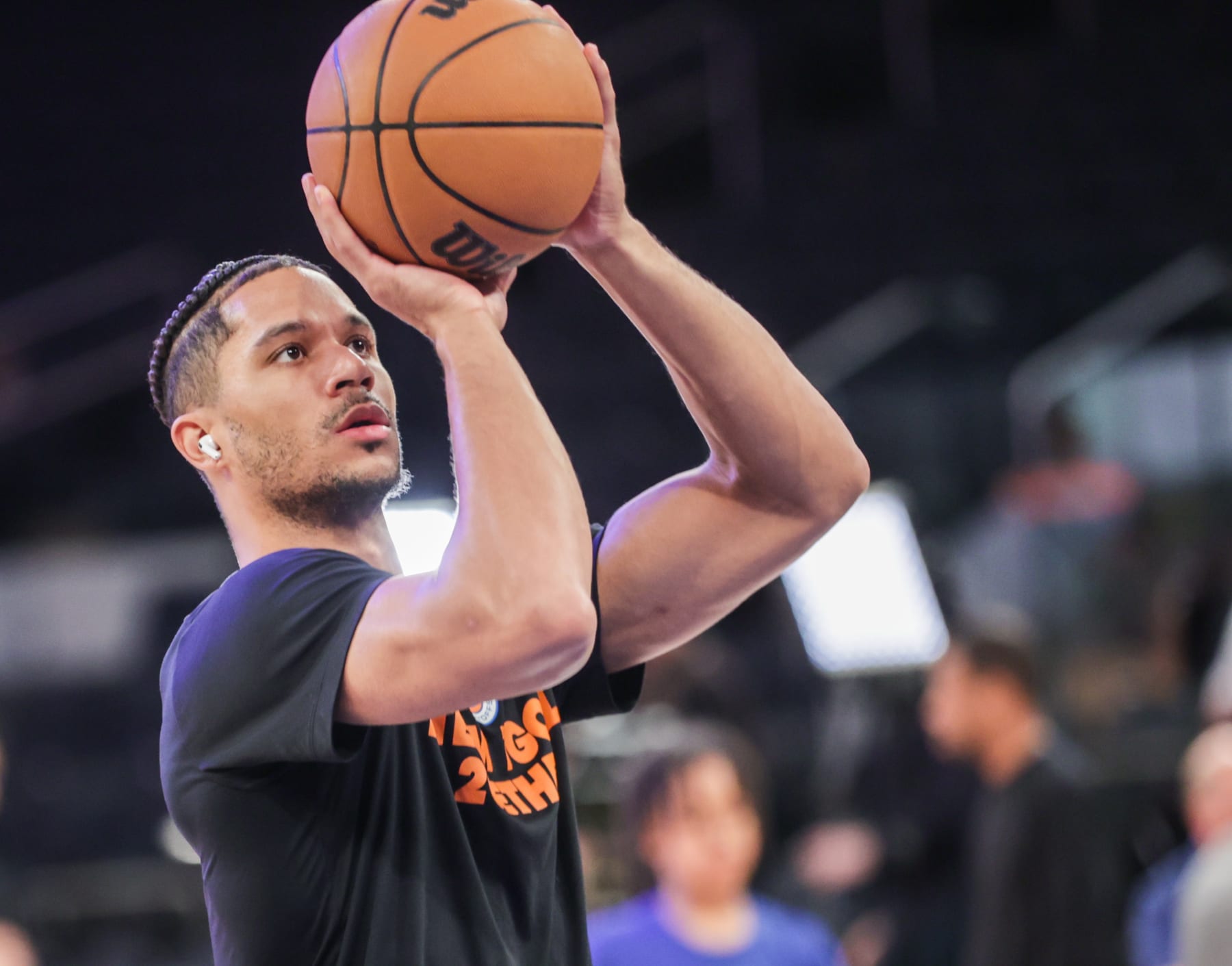 NEW YORK, UNITED STATES - MAY 10: Josh Hart (3) of the New York Knicks is seen before the Game 5 of NBA second-round playoff basketball game against the Miami Heat at Madison Square Garden in New York, United States on May 10, 2023. (Photo by Selcuk Acar/Anadolu Agency via Getty Images)