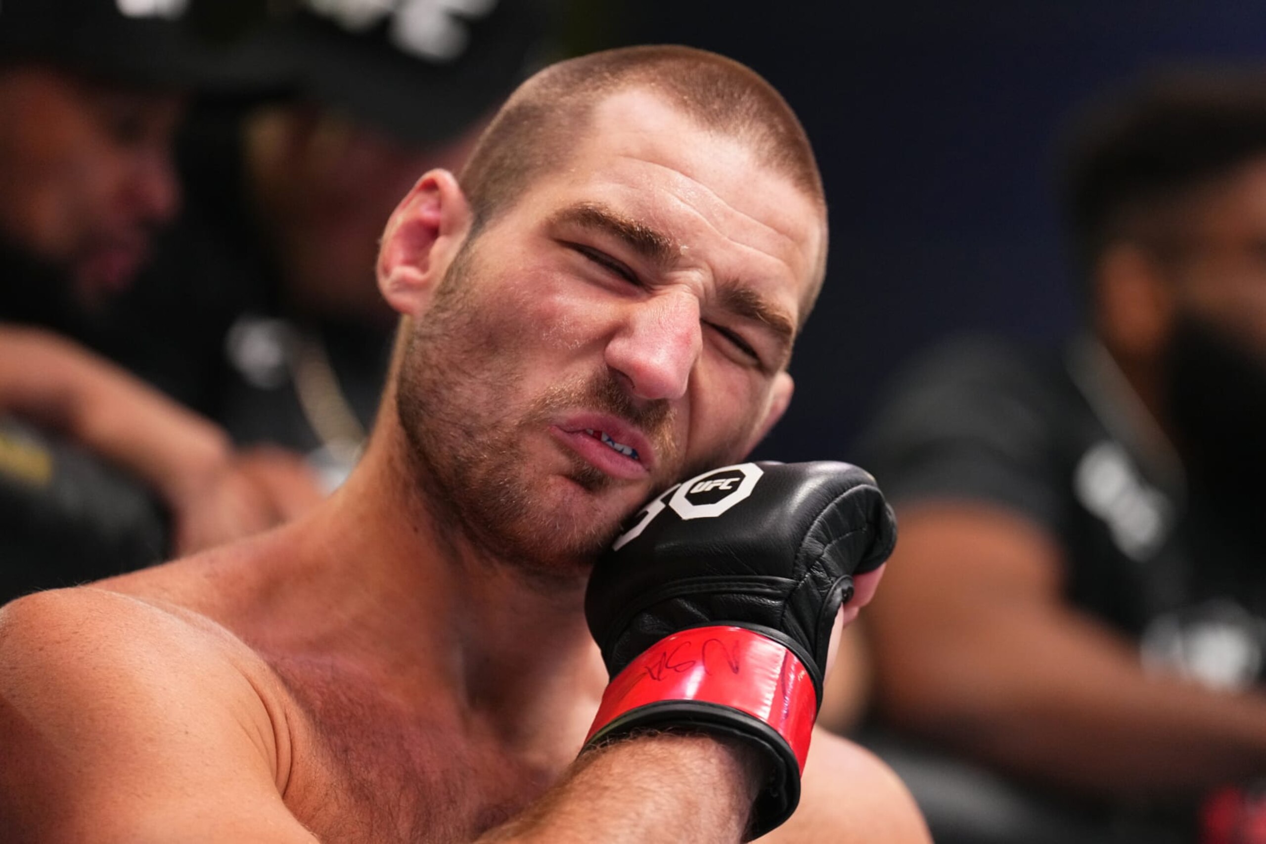 LAS VEGAS, NEVADA - JULY 01: Sean Strickland prepares to face Abus Magomedov of Russia in a middleweight fight during the UFC Fight Night event at UFC APEX on July 01, 2023 in Las Vegas, Nevada. (Photo by Chris Unger/Zuffa LLC via Getty Images)