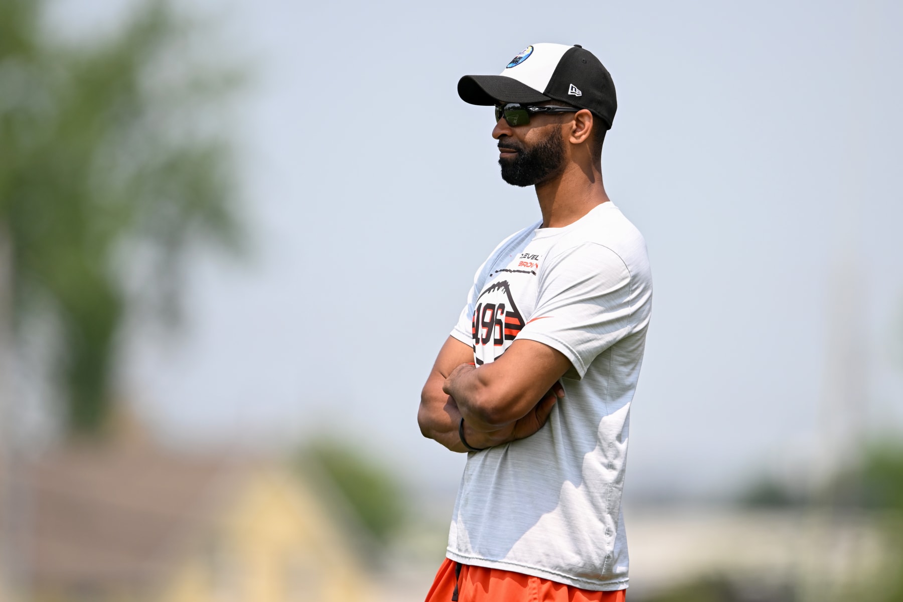 BEREA, OHIO - MAY 24: Executive vice president, football operations & general manager Andrew Berry of the Cleveland Browns watches a drill during the Cleveland Browns OTAs at CrossCountry Mortgage Campus on May 24, 2023 in Berea, Ohio. (Photo by Nick Cammett/Diamond Images via Getty Images)