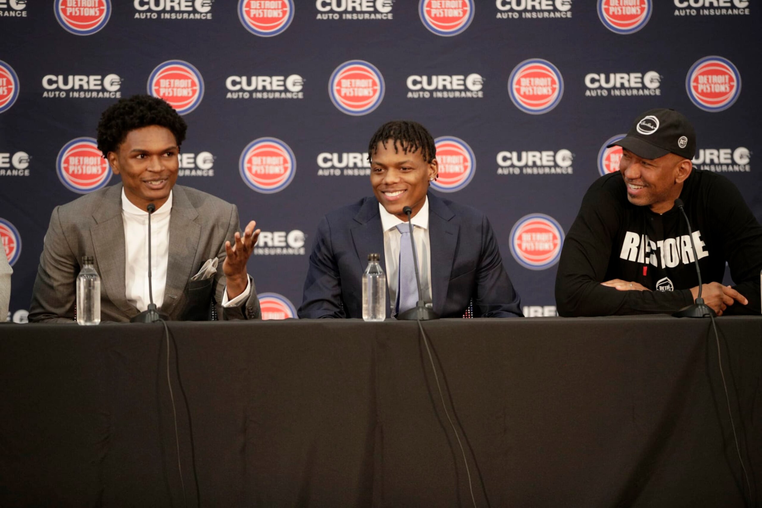 Ausar Thompson, Marcus Sasser and Monty Williams