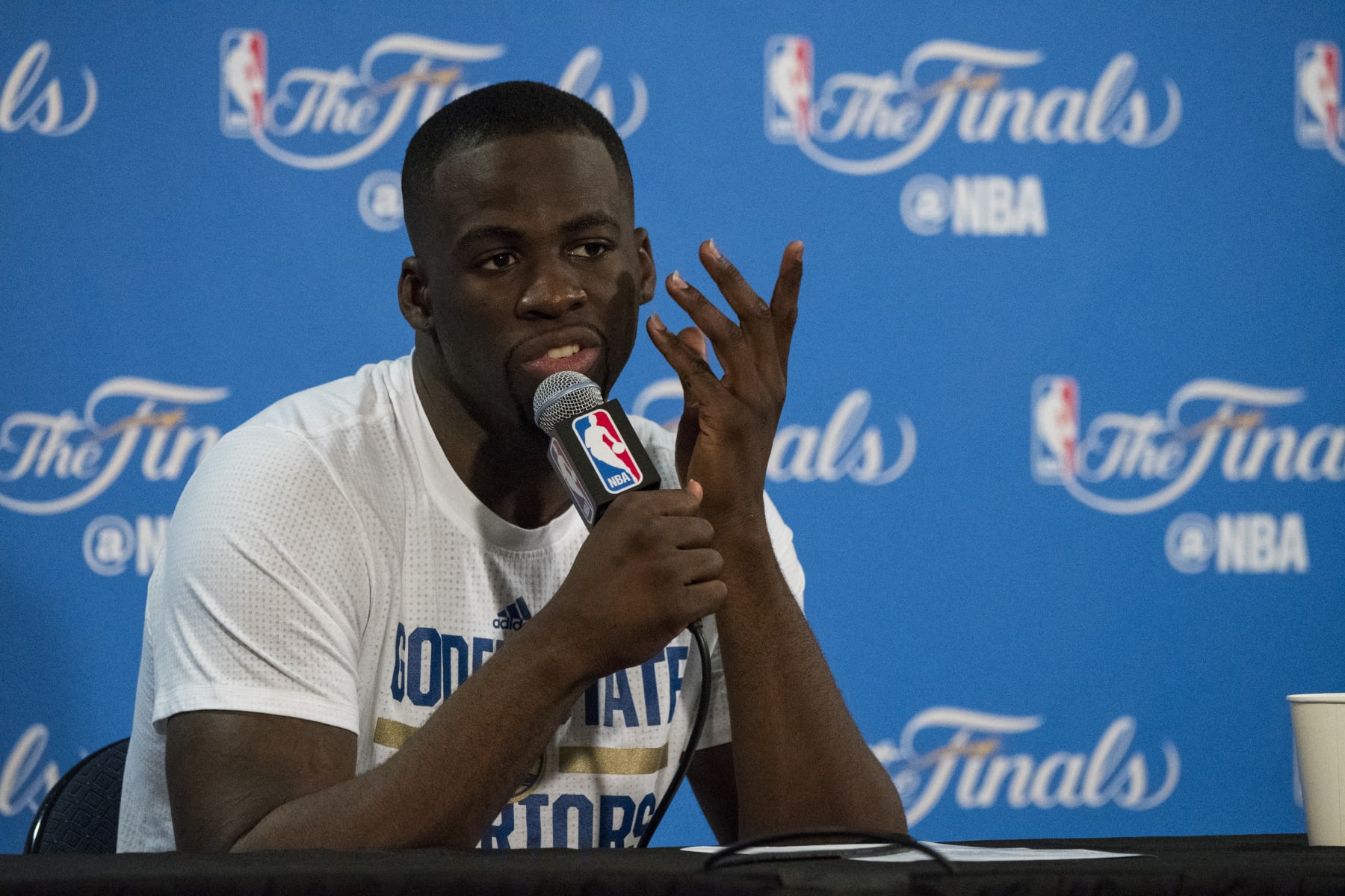 Basketball: NBA Finals: Golden State Warriors Draymond Green (23) during press conference after game vs Cleveland Cavaliers at Oracle Arena. Game 7.
Oakland, CA 6/19/2016
CREDIT: John W. McDonough (Photo by John W. McDonough /Sports Illustrated via Getty Images)
(Set Number: SI146 TK1 ) Basketball: NBA Finals: Golden State Warriors Draymond Green (23) during press conference after game vs Cleveland Cavaliers at Oracle Arena. Game 7.
Oakland, CA 6/19/2016
CREDIT: John W. McDonough (Photo by John W. McDonough /Sports Illustrated via Getty Images)
(Set Number: SI146 TK1 )