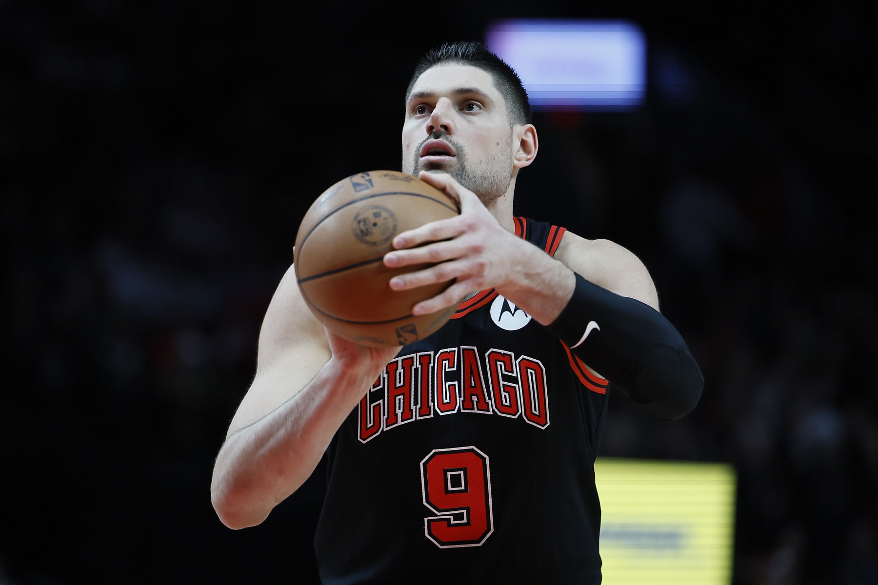 PORTLAND, OREGON - MARCH 24: Nikola Vucevic #9 of the Chicago Bulls shoots a free throw during the first half against the Portland Trail Blazers at Moda Center on March 24, 2023 in Portland, Oregon. NOTE TO USER: User expressly acknowledges and agrees that, by downloading and or using this photograph, User is consenting to the terms and conditions of the Getty Images License Agreement. (Photo by Soobum Im/Getty Images)
