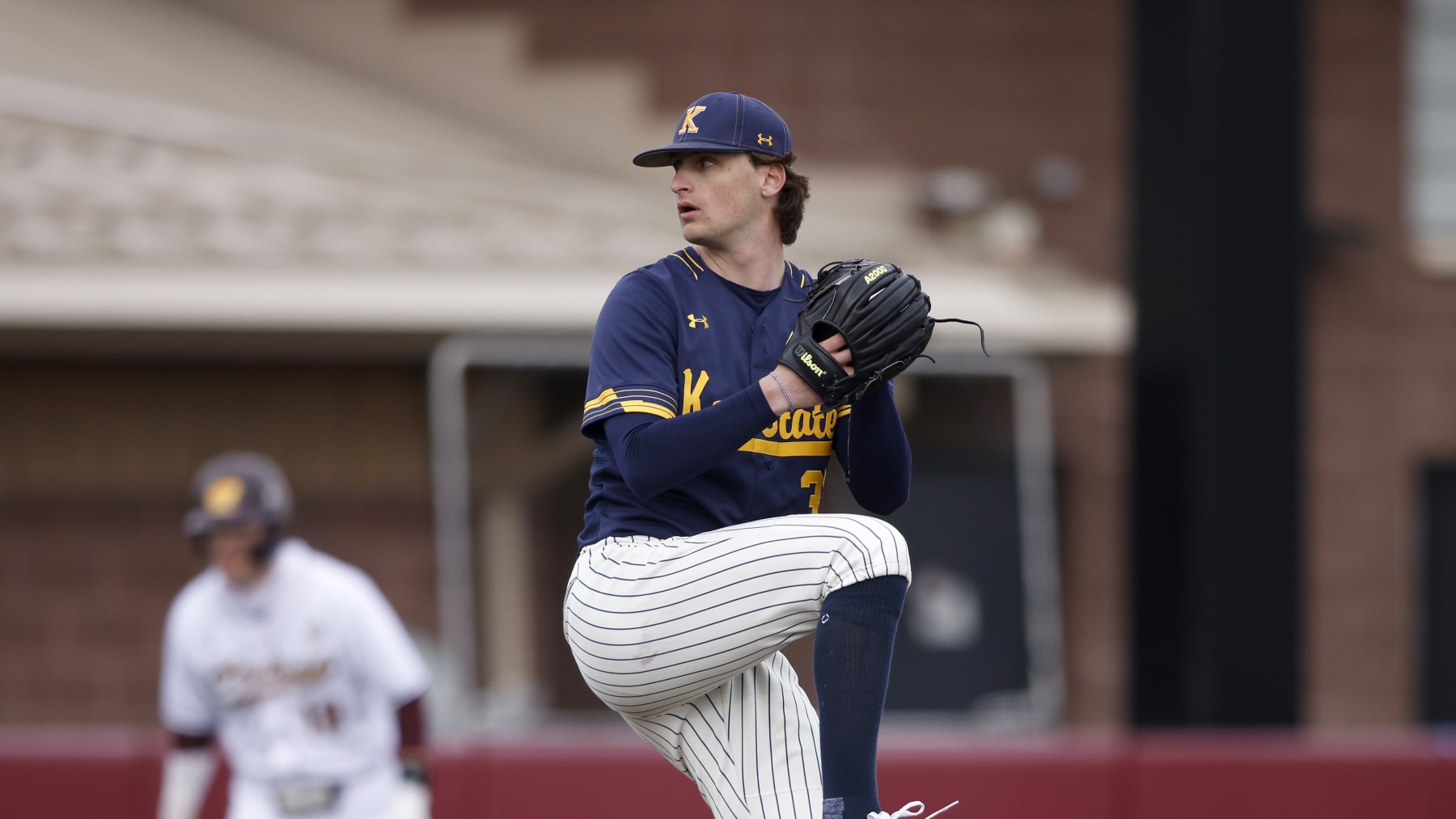 Kent State's Joe Whitman pitches during an NCAA baseball game on Friday, March 24, 2023, in Mount Pleasant, Mich. (AP Photo/Al Goldis)