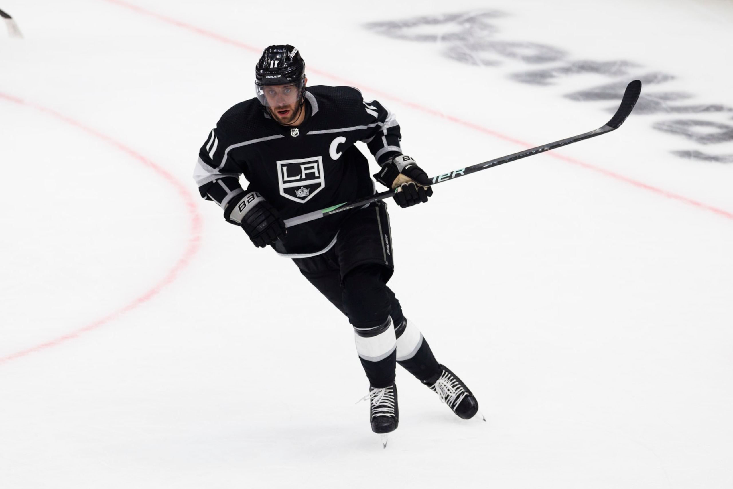 LOS ANGELES, CA - APRIL 23: Los Angeles Kings center Anze Kopitar (11) skates during an NHL First Round Western Conference Playoff game between the Edmonton Oilers and the Los Angeles Kings on April 23, 2023, at the Crypto.com Arena in Los Angeles, CA. (Photo by Ric Tapia/Icon Sportswire via Getty Images)