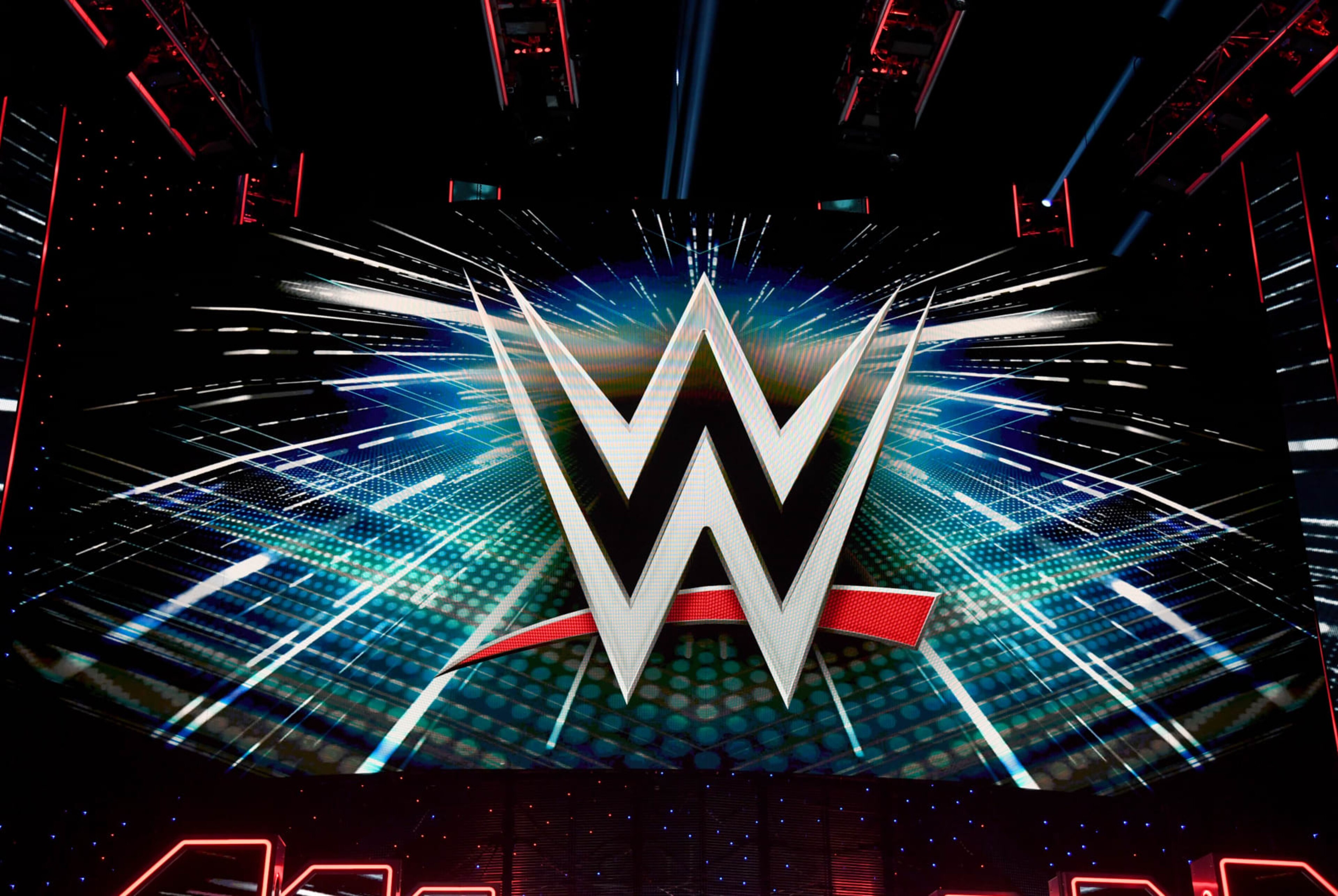 LAS VEGAS, NEVADA - OCTOBER 11: A WWE logo is shown on a screen before a WWE news conference at T-Mobile Arena on October 11, 2019 in Las Vegas, Nevada. It was announced that WWE wrestler Braun Strowman will face heavyweight boxer Tyson Fury and WWE champion Brock Lesnar will take on former UFC heavyweight champion Cain Velasquez at the WWE's Crown Jewel event at Fahd International Stadium in Riyadh, Saudi Arabia on October 31. (Photo by Ethan Miller/Getty Images) LAS VEGAS, NEVADA - OCTOBER 11: A WWE logo is shown on a screen before a WWE news conference at T-Mobile Arena on October 11, 2019 in Las Vegas, Nevada. It was announced that WWE wrestler Braun Strowman will face heavyweight boxer Tyson Fury and WWE champion Brock Lesnar will take on former UFC heavyweight champion Cain Velasquez at the WWE's Crown Jewel event at Fahd International Stadium in Riyadh, Saudi Arabia on October 31. (Photo by Ethan Miller/Getty Images)