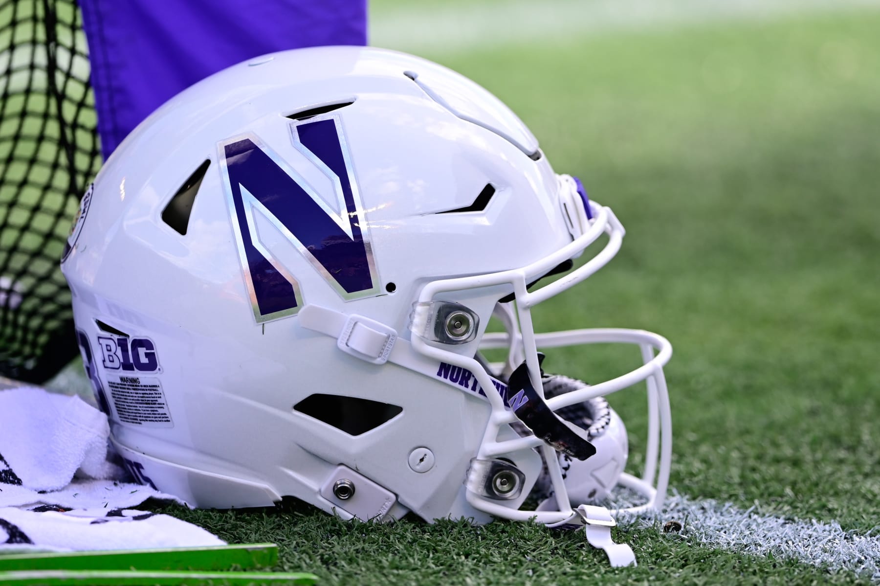 ORLANDO, FL - JANUARY 01: General view of a Northwestern Wildcats helmet during the second quarter against the Auburn Tigers during the Vrbo Citrus Bowl at Camping World Stadium on January 1, 2021 in Orlando, Florida. (Photo by Douglas P. DeFelice/Getty Images)