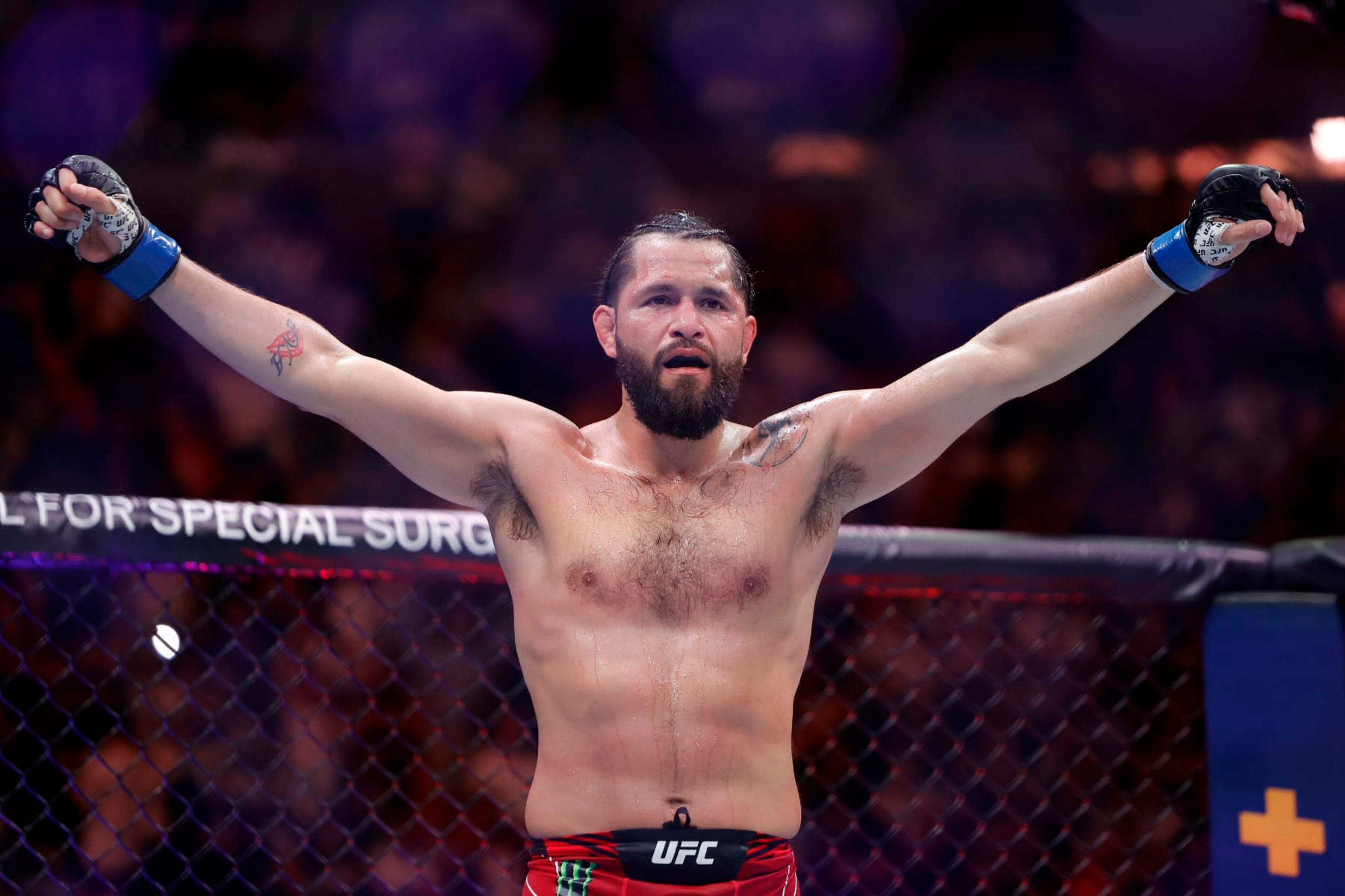 MIAMI, FLORIDA - APRIL 08: Jorge Masvidal reacts his welterweight bout against Gilbert Burns of Brazil during UFC 287 at Kaseya Center on April 08, 2023 in Miami, Florida. (Photo by Carmen Mandato/Getty Images) MIAMI, FLORIDA - APRIL 08: Jorge Masvidal reacts his welterweight bout against Gilbert Burns of Brazil during UFC 287 at Kaseya Center on April 08, 2023 in Miami, Florida. (Photo by Carmen Mandato/Getty Images)