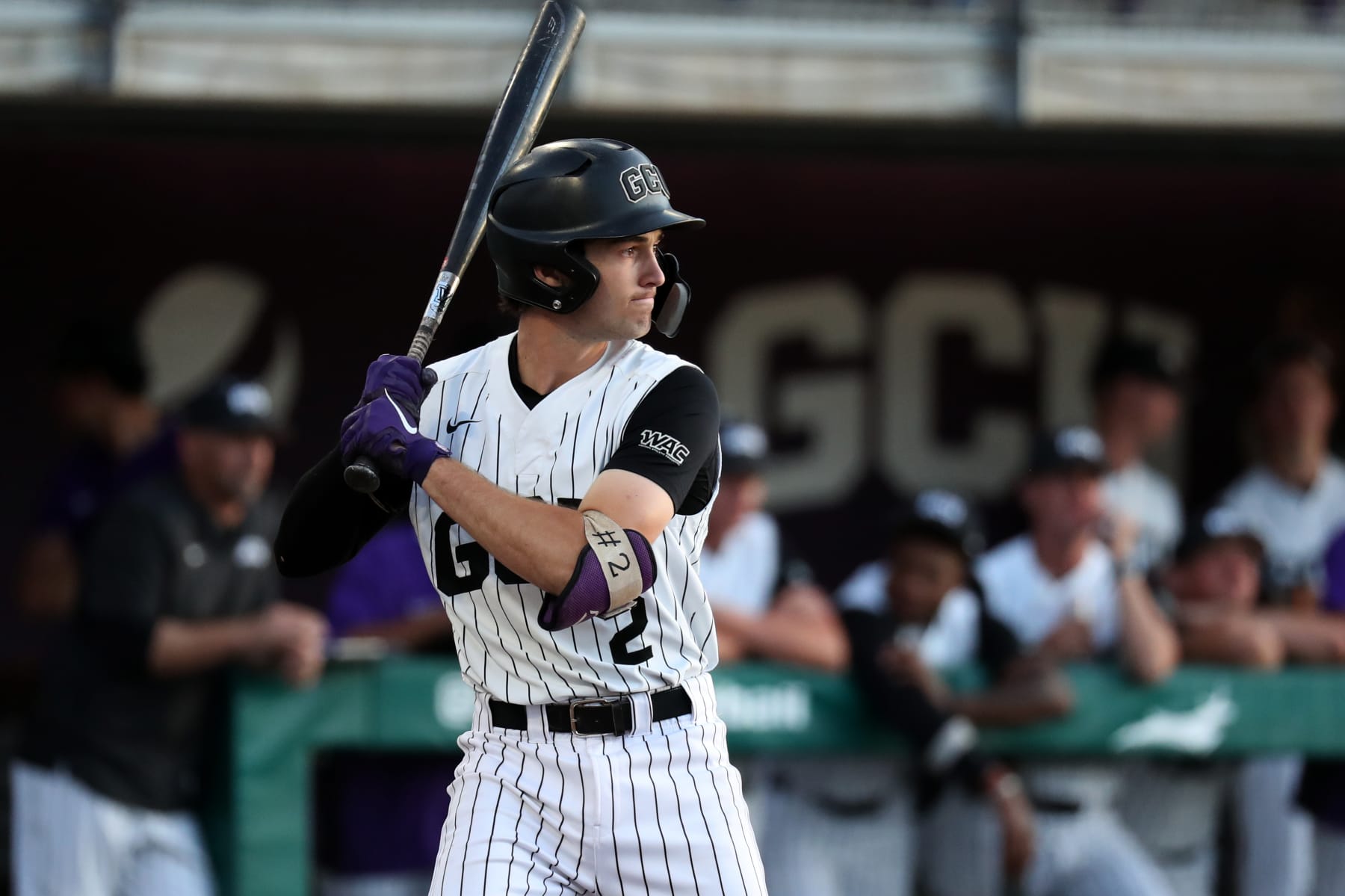PHOENIX, AZ - MAY 02: Grand Canyon infielder Jacob Wilson (2) at the plate during a College Baseball game between the Arizona Wildcats and the Grand Canyon Lopes on May 2nd, 2023, at Brazell Field at GCU Ballpark in Phoenix, AZ. (Photo by Zac BonDurant/Icon Sportswire via Getty Images)