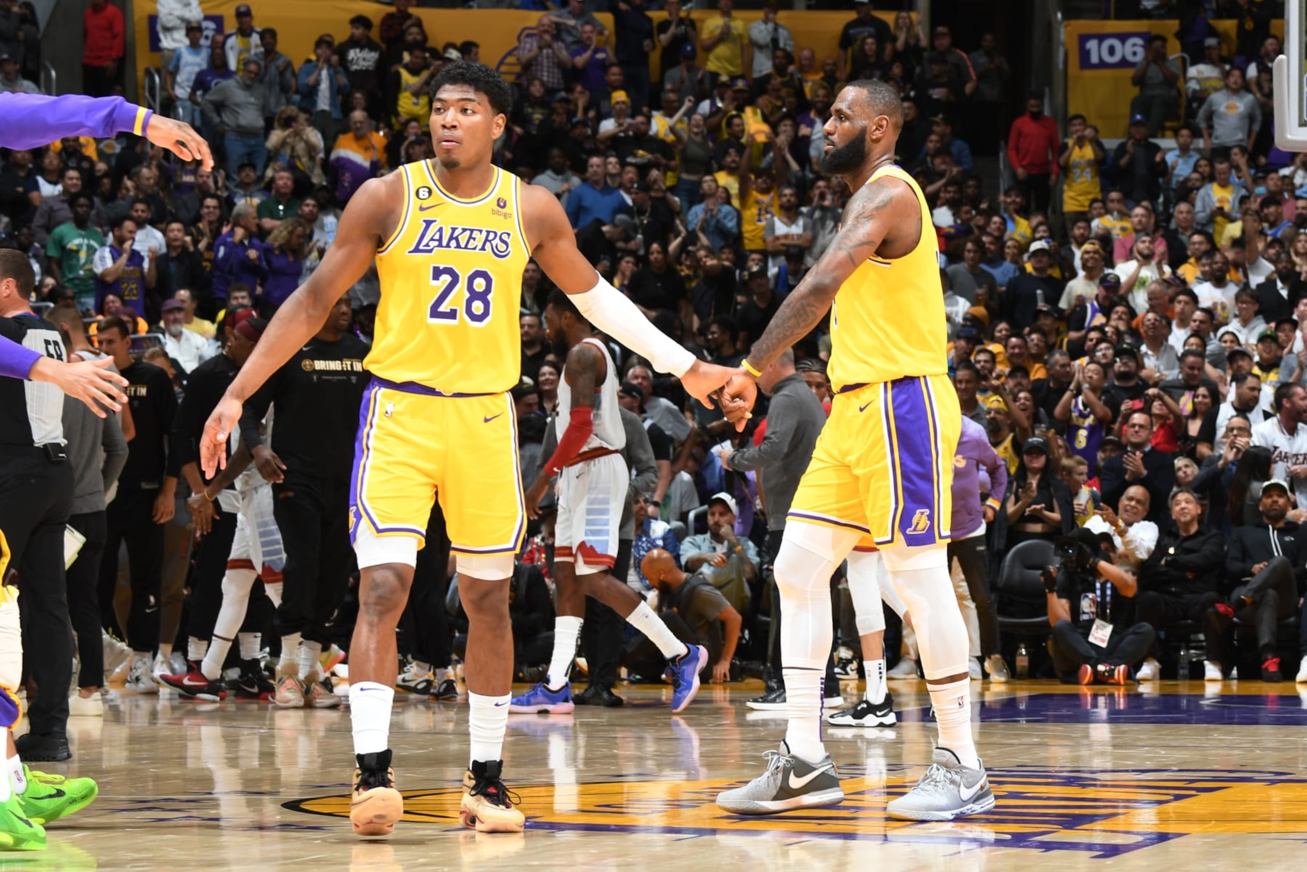 Rui Hachimura and LeBron James