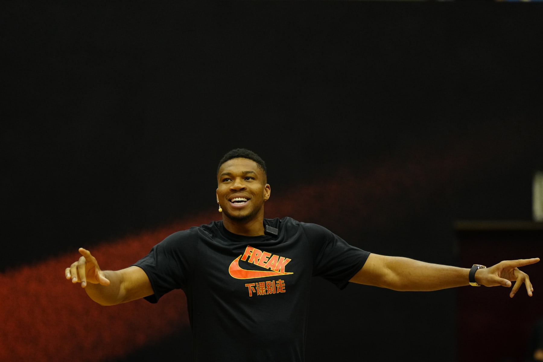 BEIJING, CHINA - JULY 9: NBA player Giannis Antetokounmpo attends a promotional event during his visit to China on July 9, 2023 in Beijing, China. (Photo by Fred Lee/Getty Images)